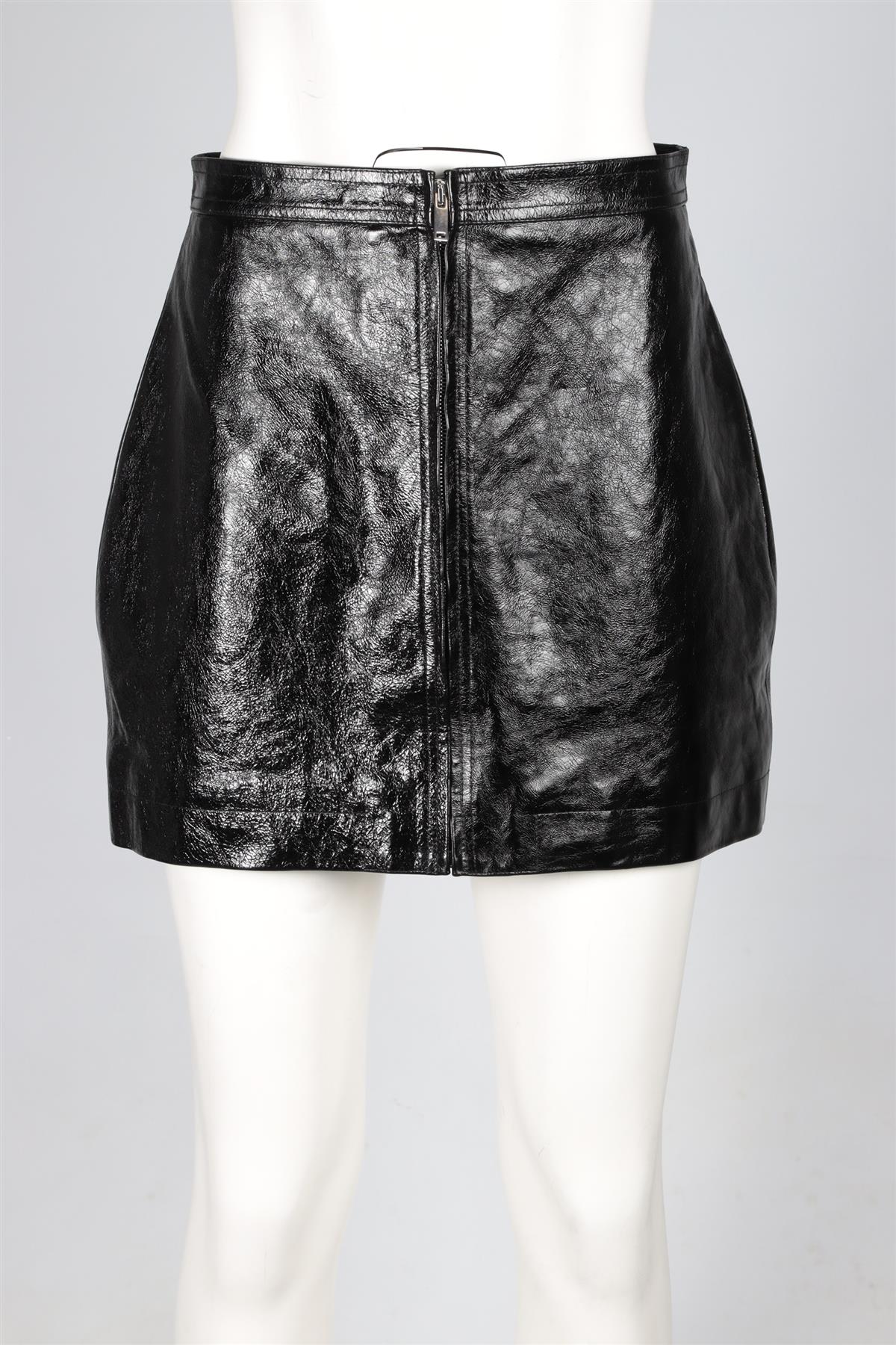 VALENTINO BLACK LEATHER MINI SKIRT IT 40 UK 8