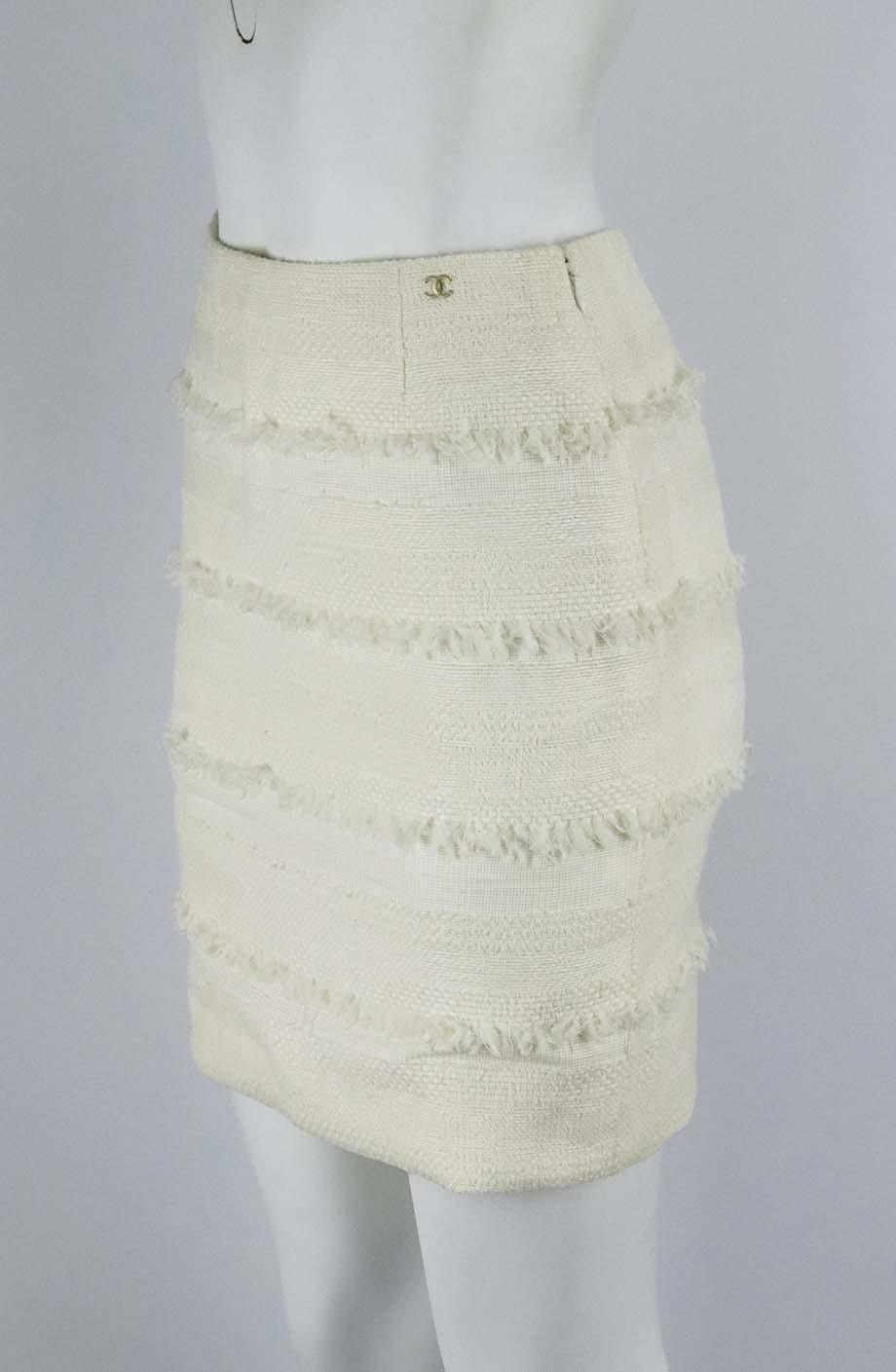 COTTON BLEND TWEED MINI SKIRT