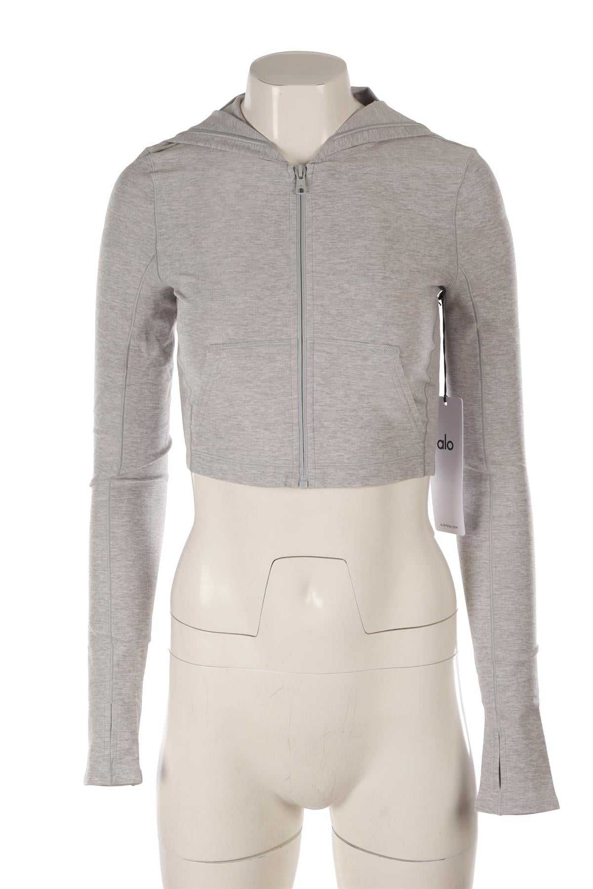 ALO GREY SPANDEX HOODIE SMALL