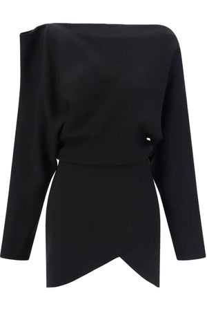 KHAITE BLACK WOVEN MINI DRESS US 4 UK 8