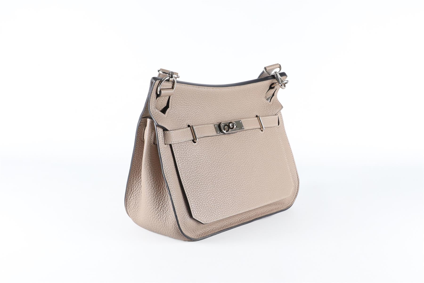 HERMÈS TAUPE 2012 JYPSIERE 28CM TOGO LEATHER CROSSBODY BAG IN ETOUPE