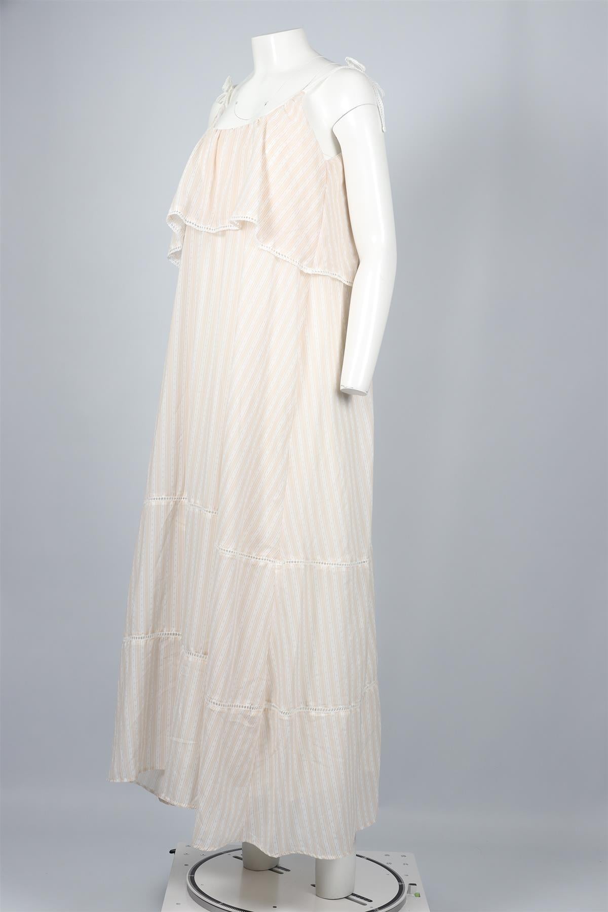 ANINE BING CREAM SATIN MAXI DRESS MEDIUM