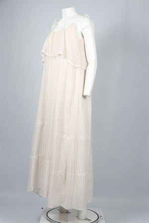 ANINE BING CREAM SATIN MAXI DRESS MEDIUM