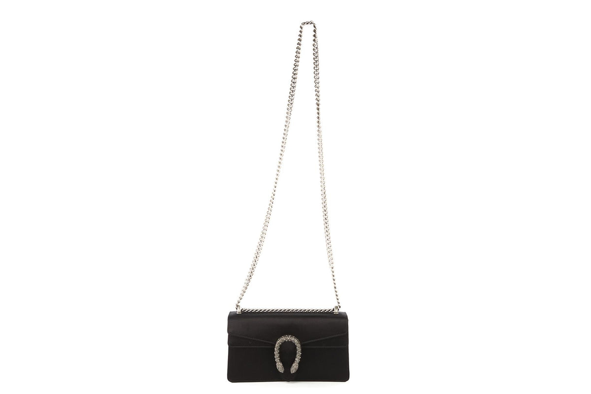 GUCCI BLACK DIONYSUS SMALL SATIN SHOULDER BAG
