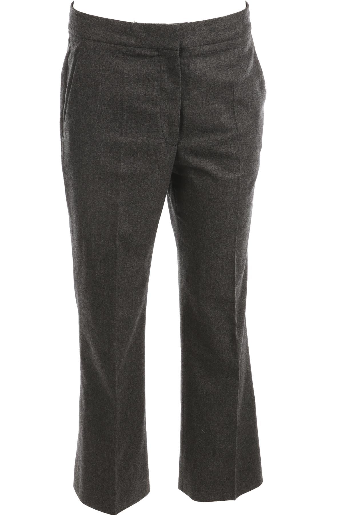 STELLA MCCARTNEY GREY WOOL STRAIGHT LEG PANTS US 8 UK 12