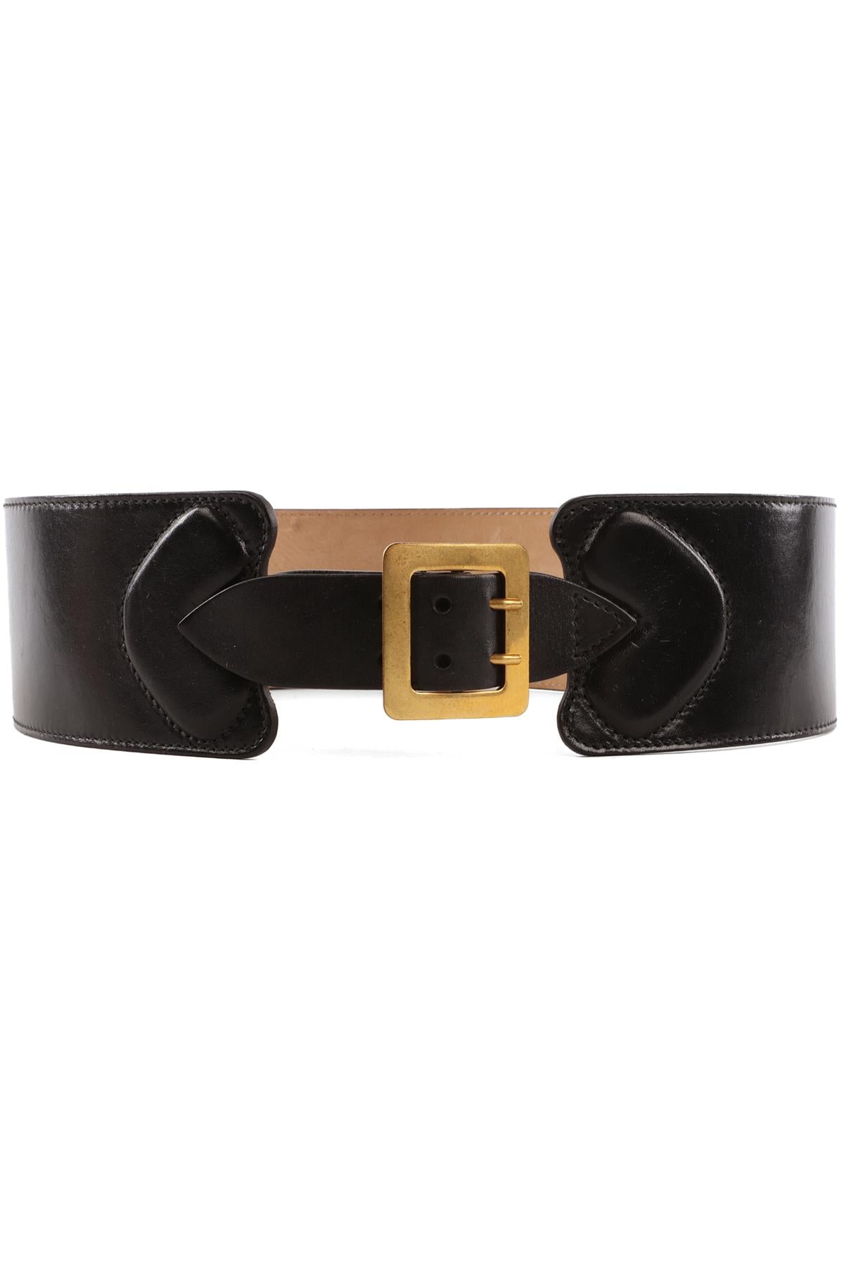 ALEXANDER MCQUEEN BLACK LEATHER WAIST BELT 75CM