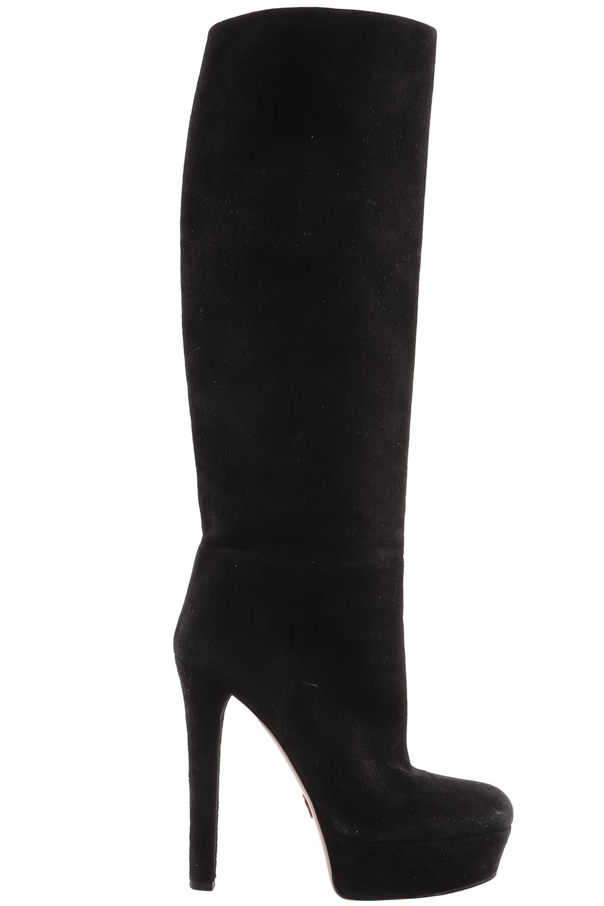 GUCCI BLACK SUEDE KNEE HIGH BOOTS EU 40 UK 7 US 10