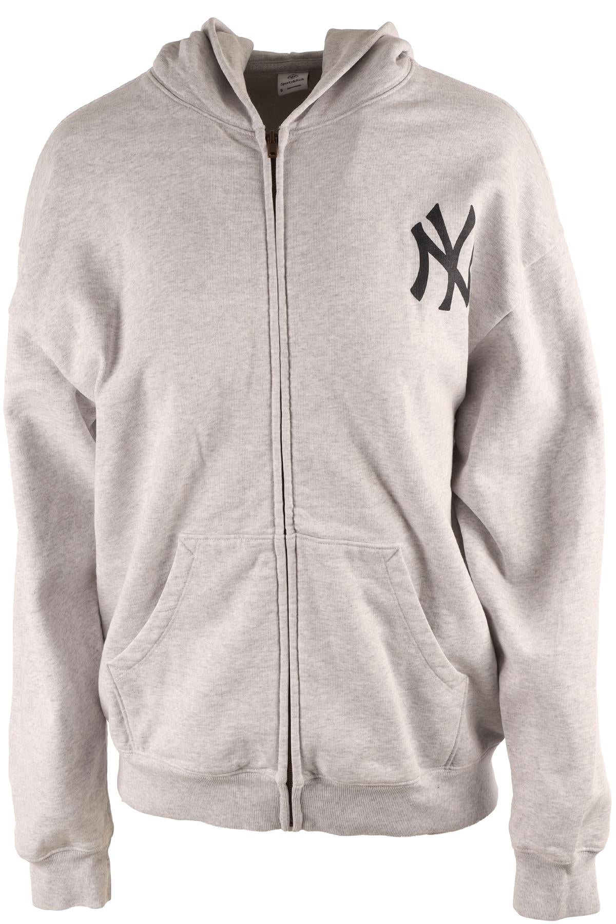 SPORTY & RICH + YANKEES GREY COTTON HOODIE SMALL