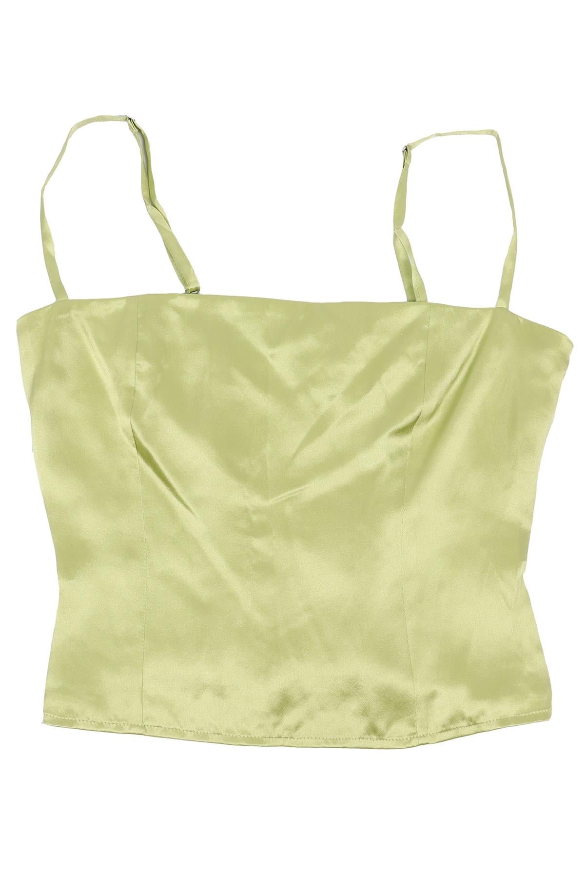 REFORMATION GREEN SILK TOP US 2 UK 6