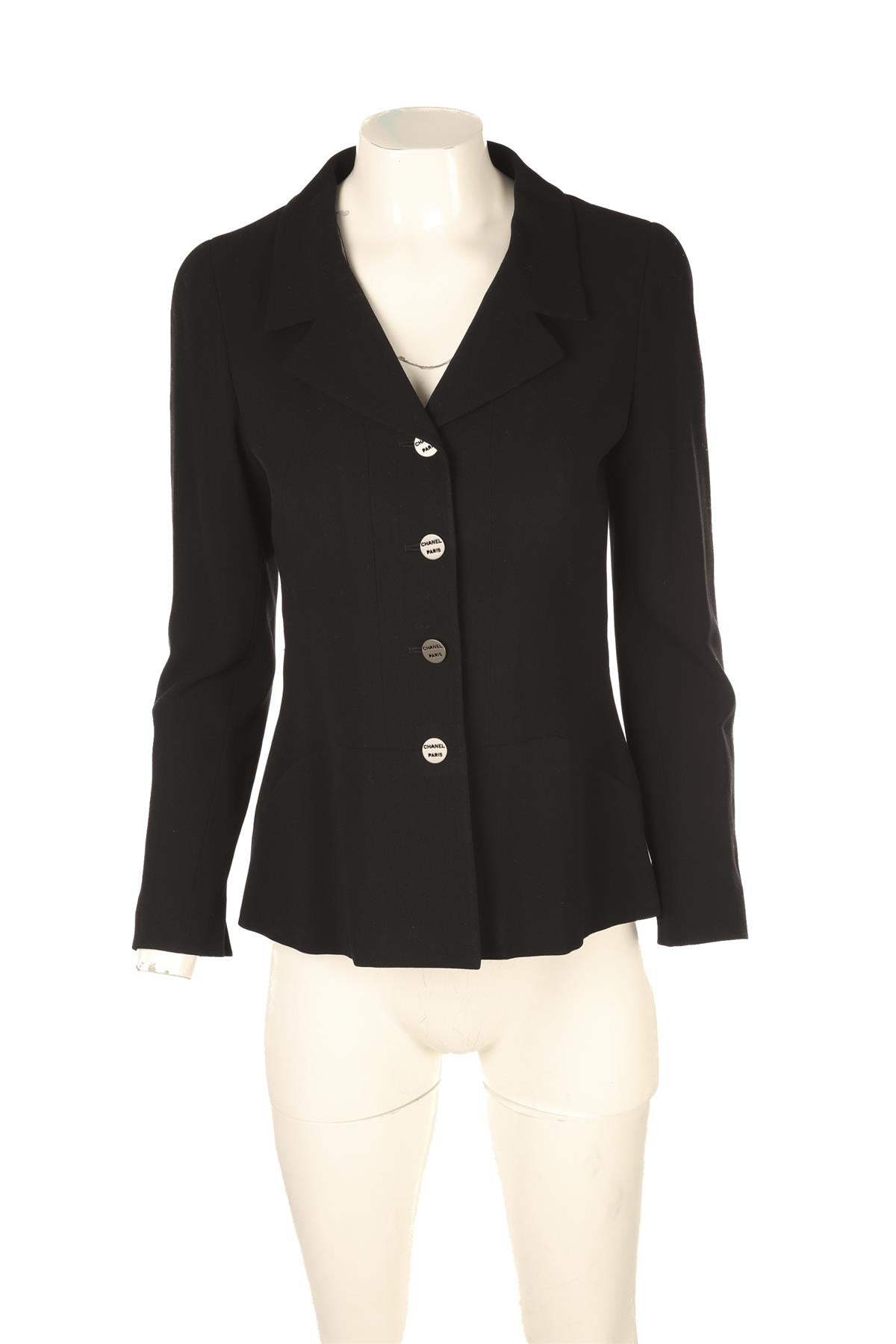 CHANEL BLACK 2000 WOOL BLAZER FR 38 UK 10
