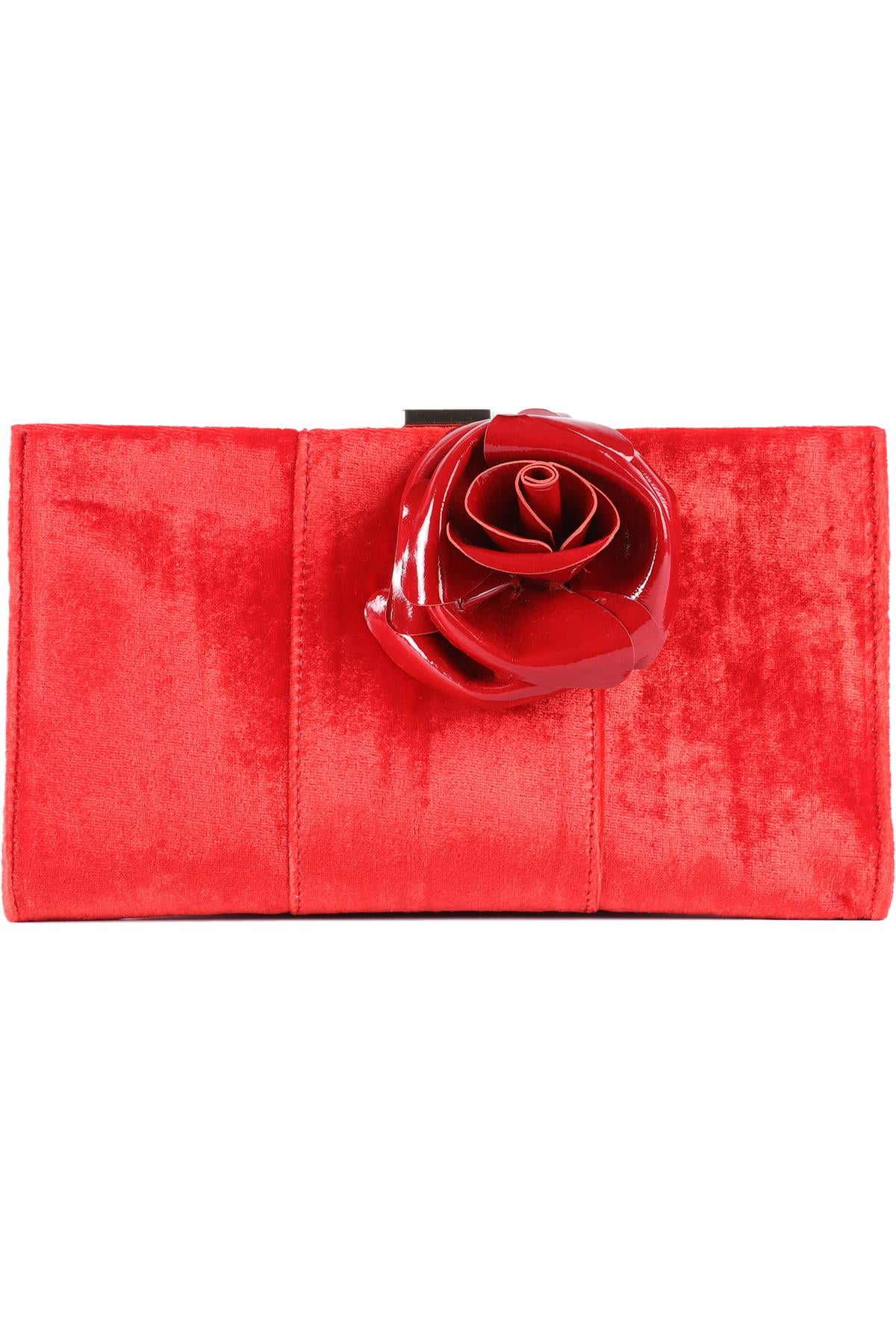 ROGER VIVIER RED MINI VELVET CLUTCH