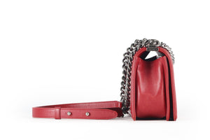 CHANEL RED 2016 BOY MEDIUM LEATHER SHOULDER BAG