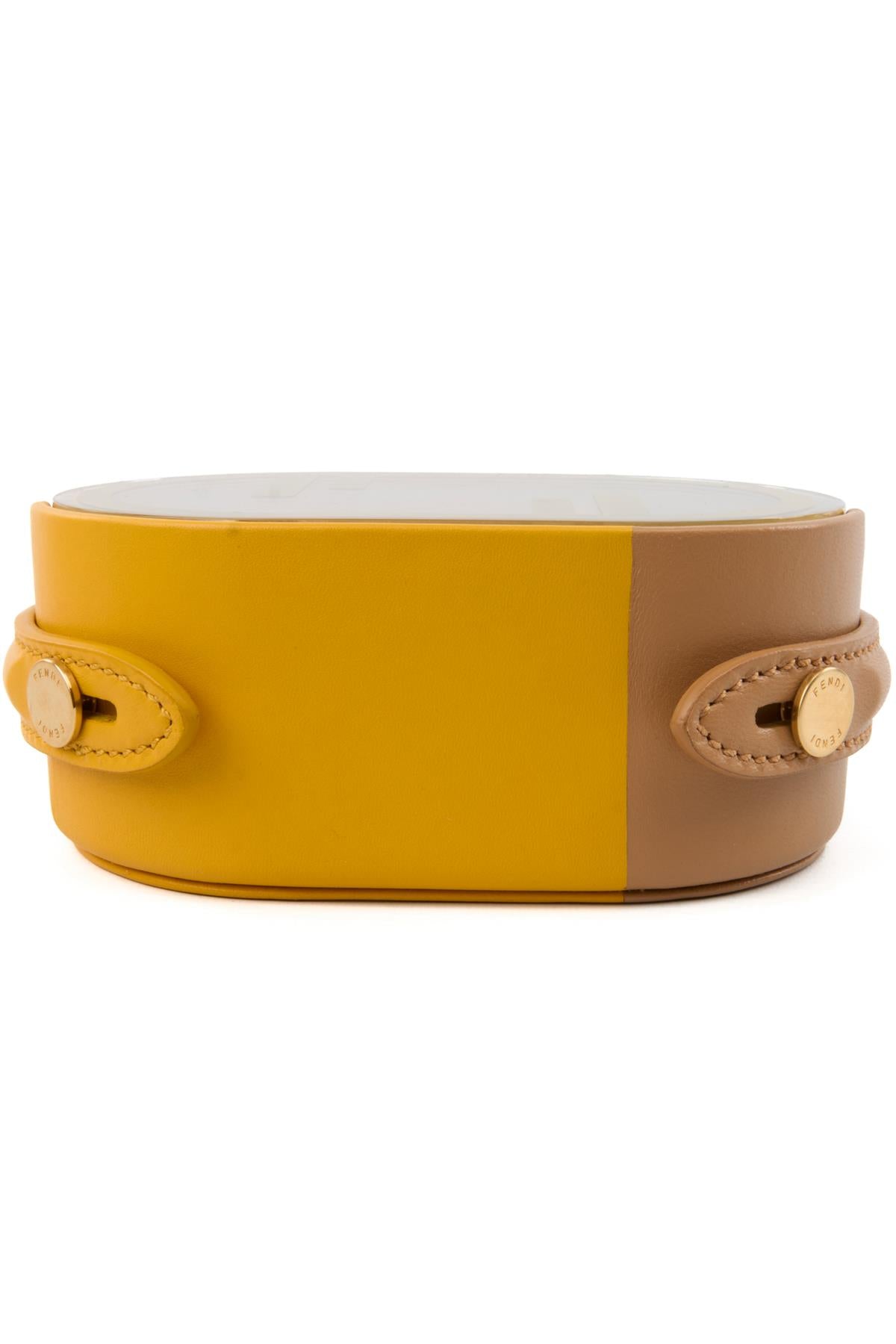 FENDI YELLOW O'LOCK OVAL LEATHER TRINKET BOX