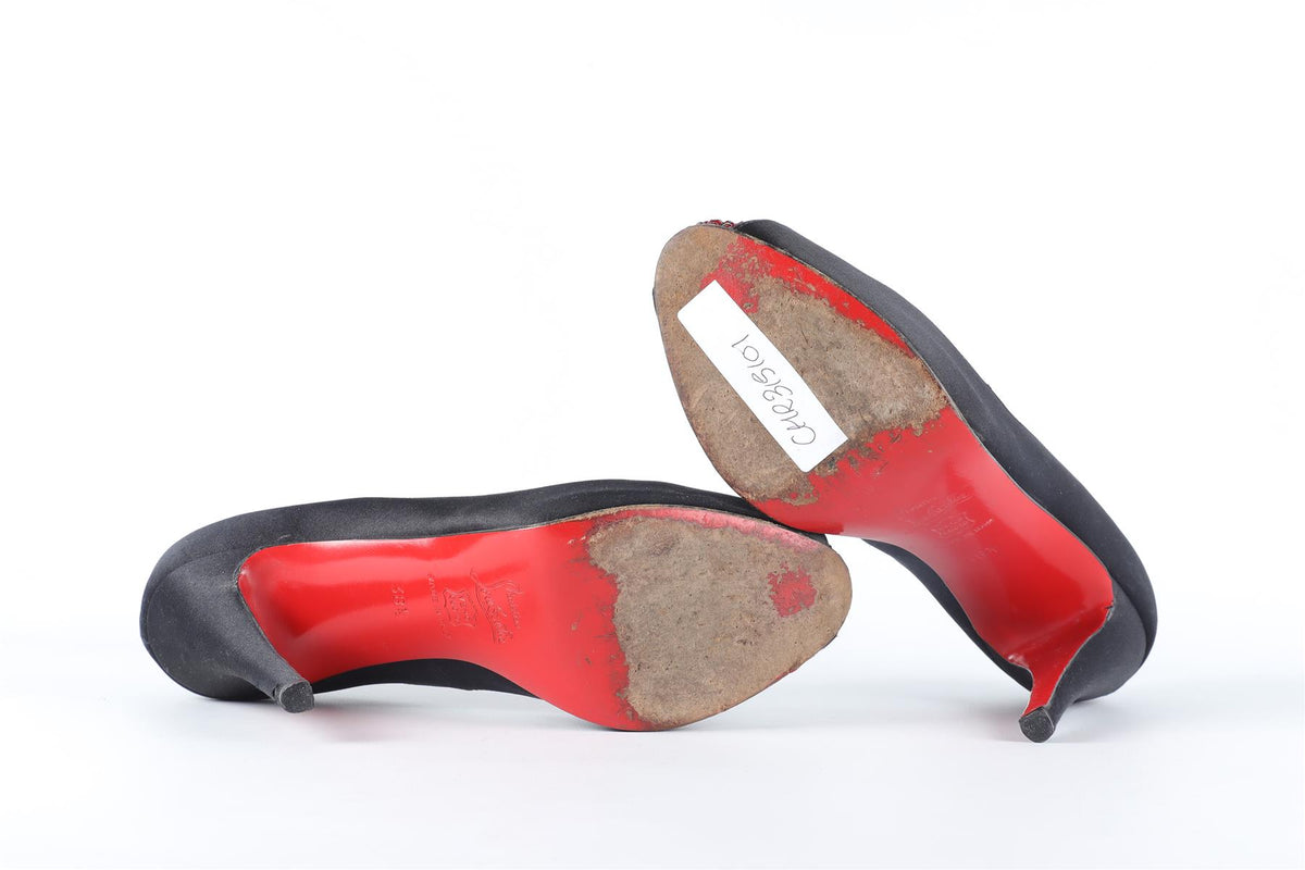 CHRISTAIN LOUBOUTIN BLACK SATIN PUMPS EU 38.5 UK 5.5 US 8.5