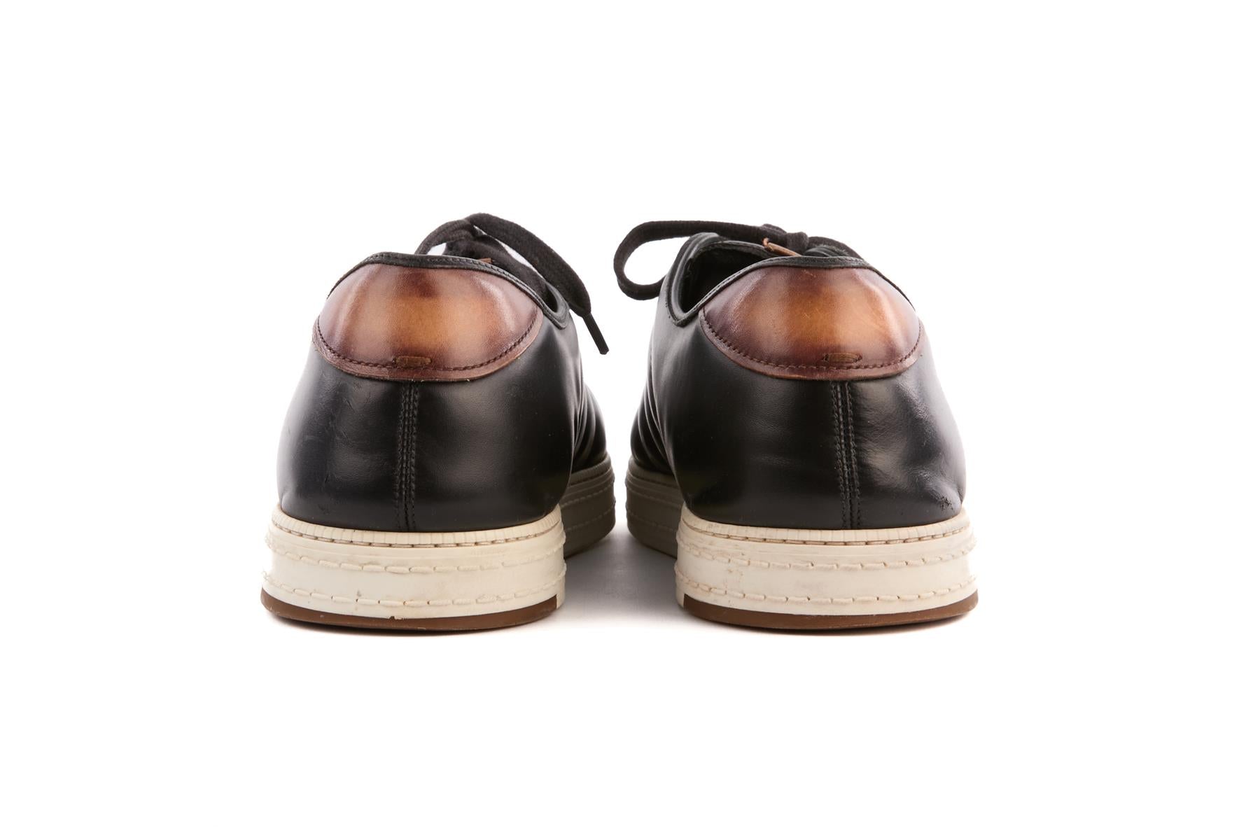 BERLUTI BLACK MEN'S LEATHER SNEAKERS UK 8.5 EU 42.5 US 9.5