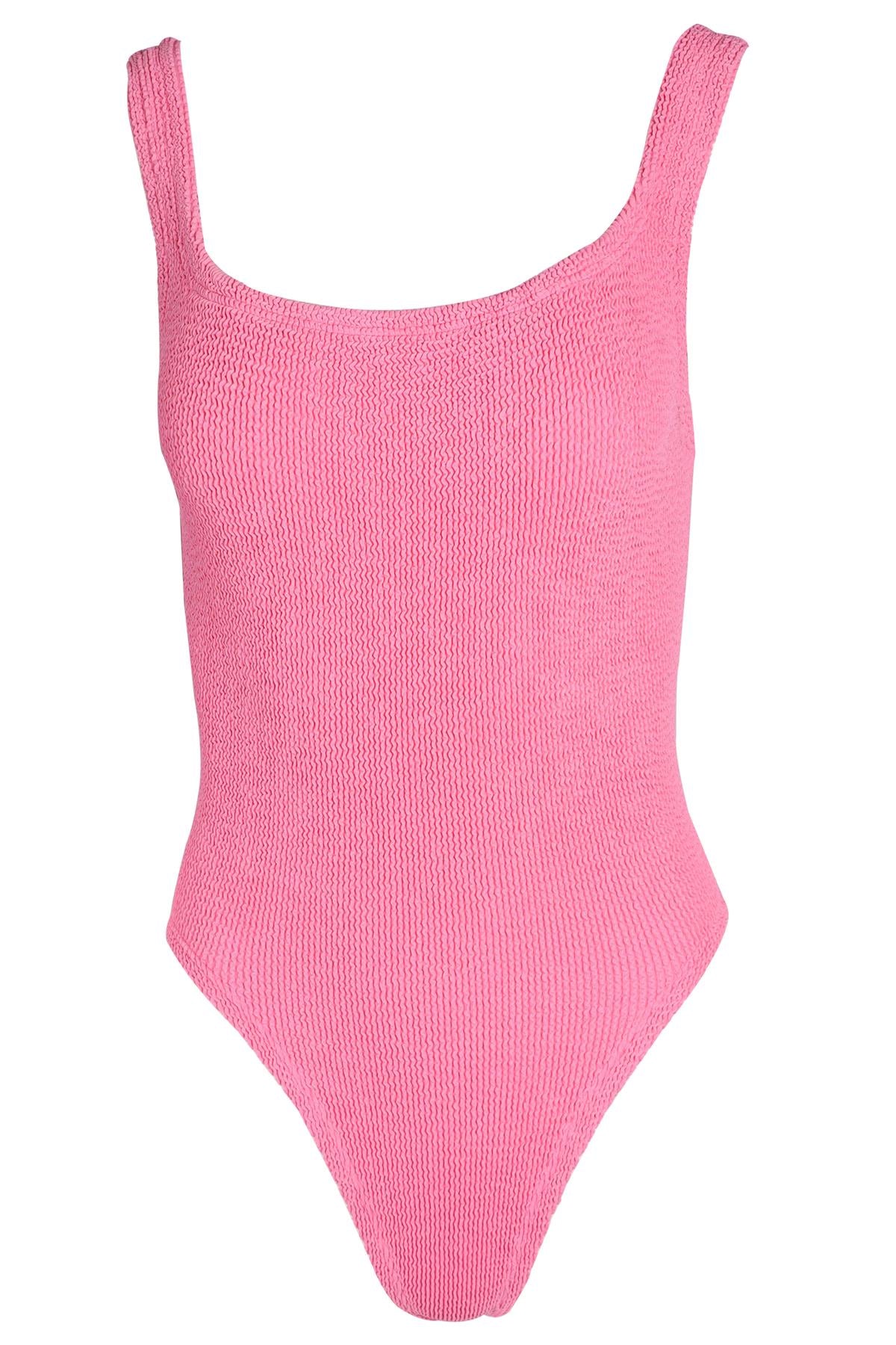 HUNZA G PINK KNIT SWIMSUIT ONE SIZE