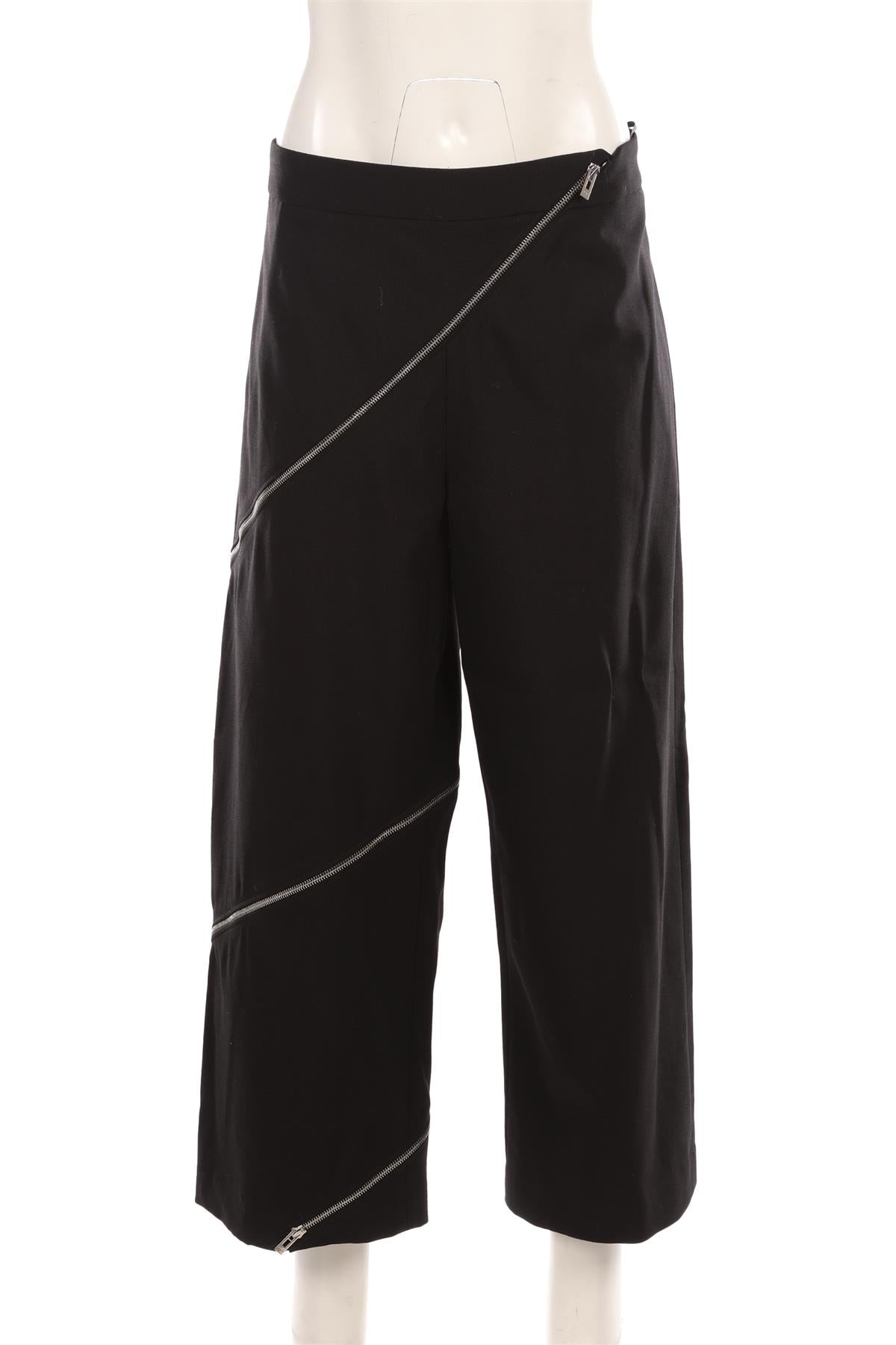 ALAÏA BLACK WOOL WIDE LEG PANTS FR 42 UK 14