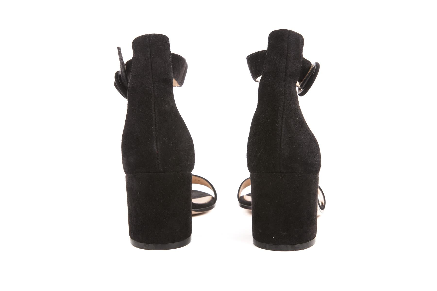 GIANVITO ROSSI BLACK SUEDE SANDALS EU 38 UK 5 US 8