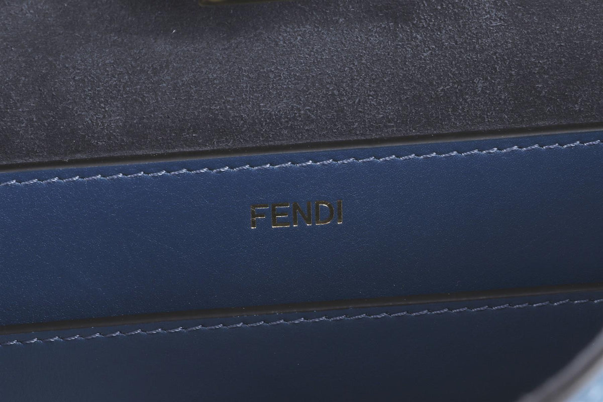 FENDI BLUE PEEKABOO SOFT LARGE LEATHER TOTE BAG
