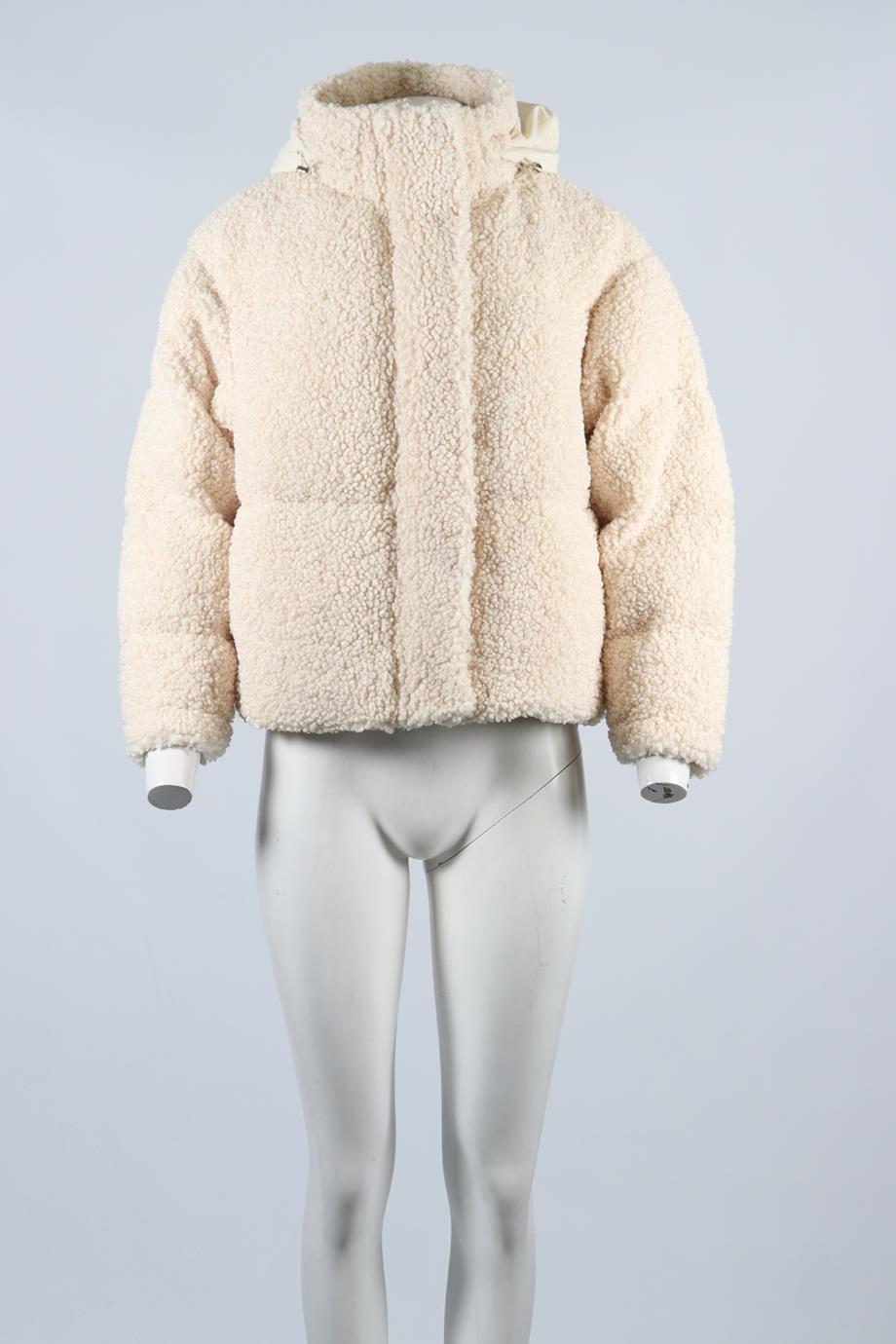 MAJE QUILTED PADDED FAUX SHEARLING JACKET UK 6