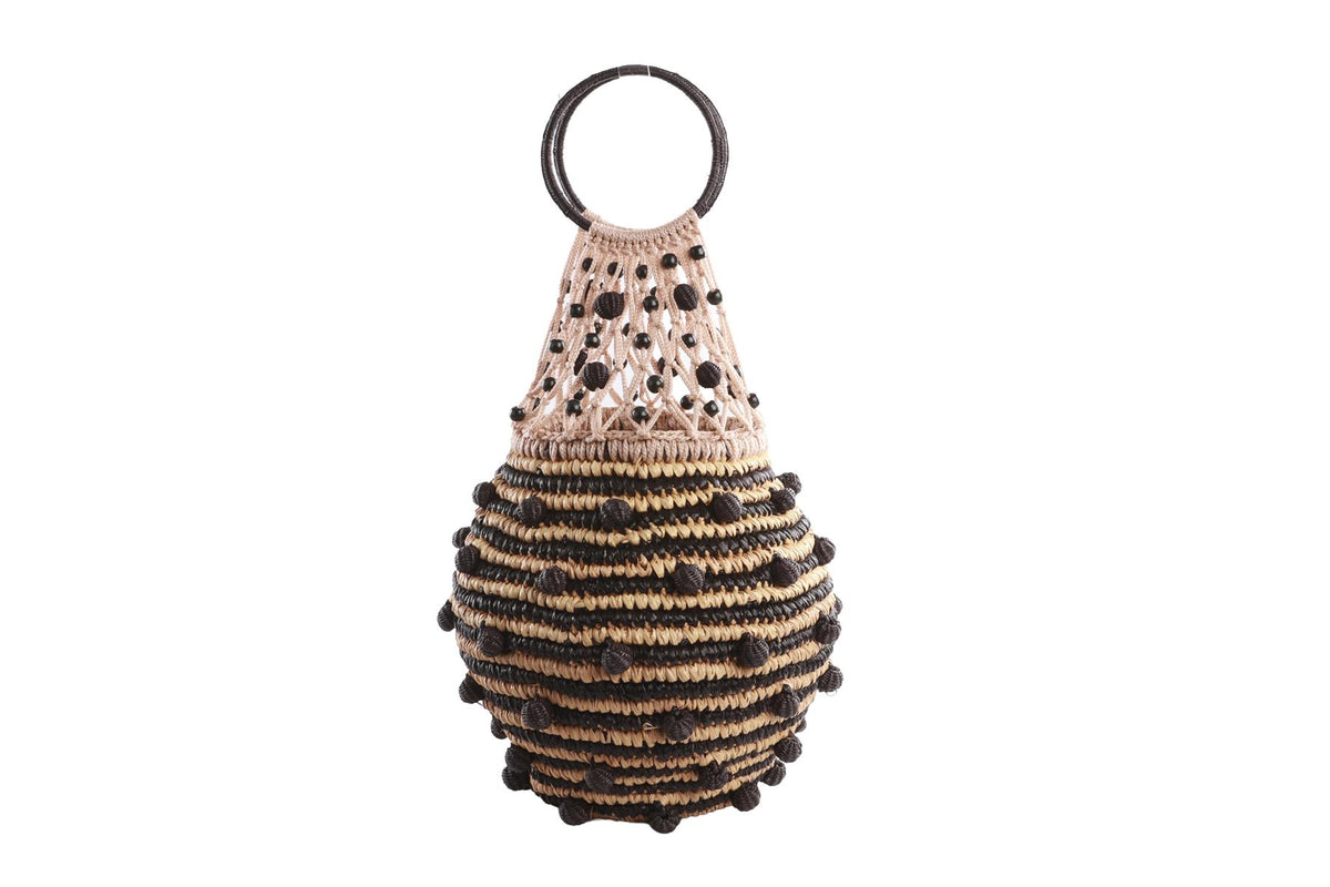 SENSI STUDIO BLACK RAFFIA TOTE BAG