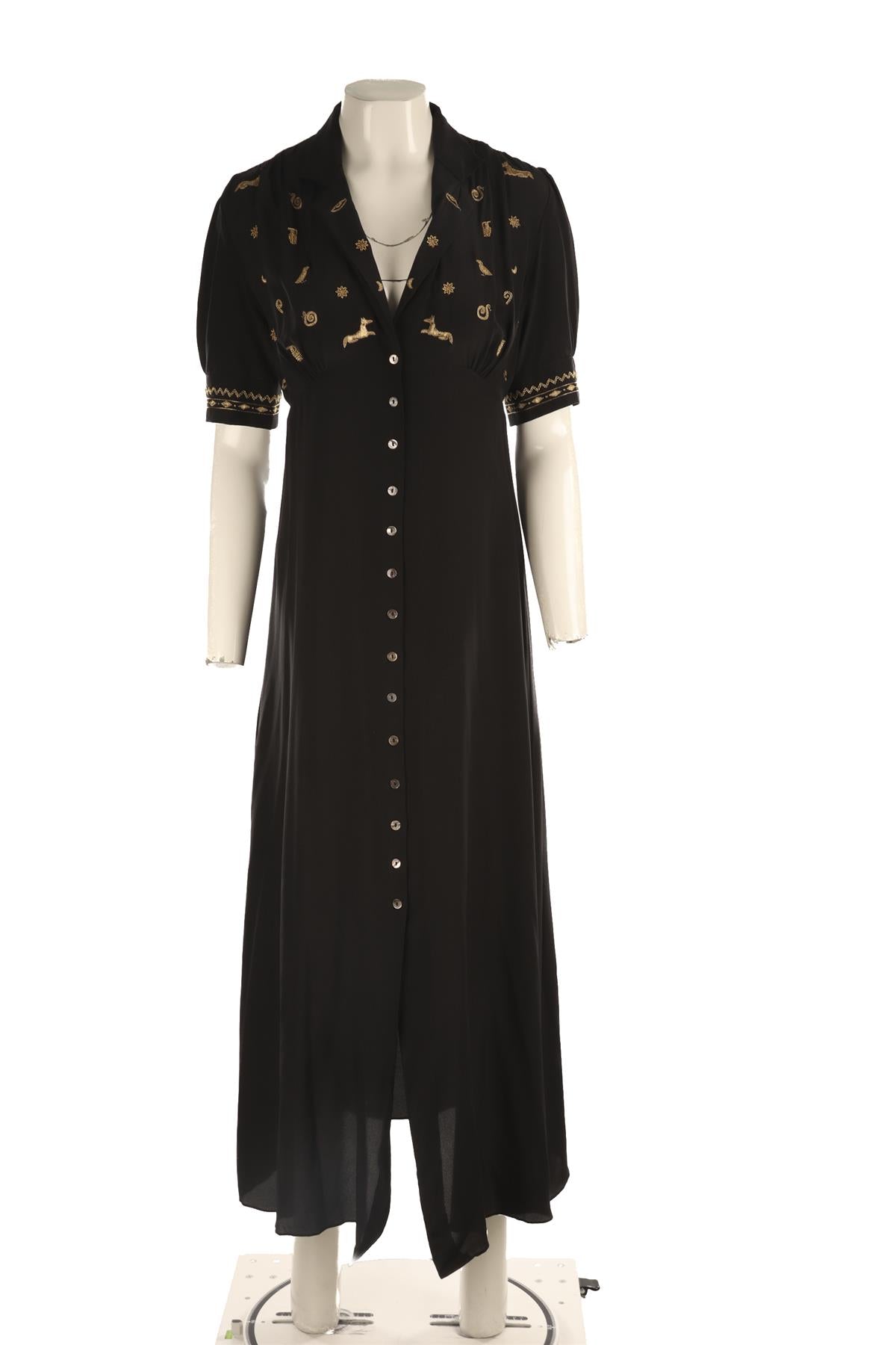 MUZUNGU SISTERS BLACK SILK MAXI DRESS MEDIUM