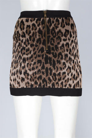 BALMAIN BROWN KNIT MINI SKIRT FR 36 UK 8