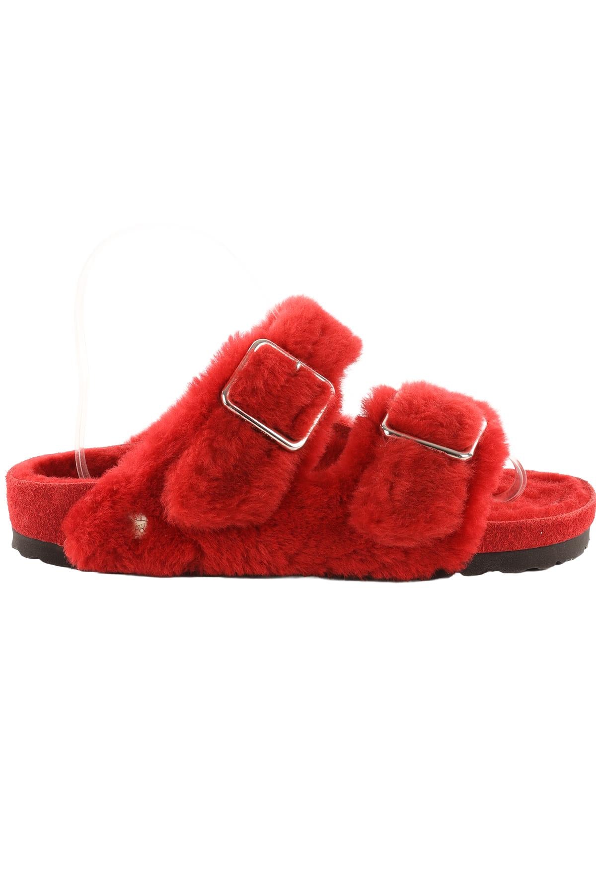 BIRKENSTOCK 1774 RED SHEARLING SANDALS EU 37 UK 4 US 7