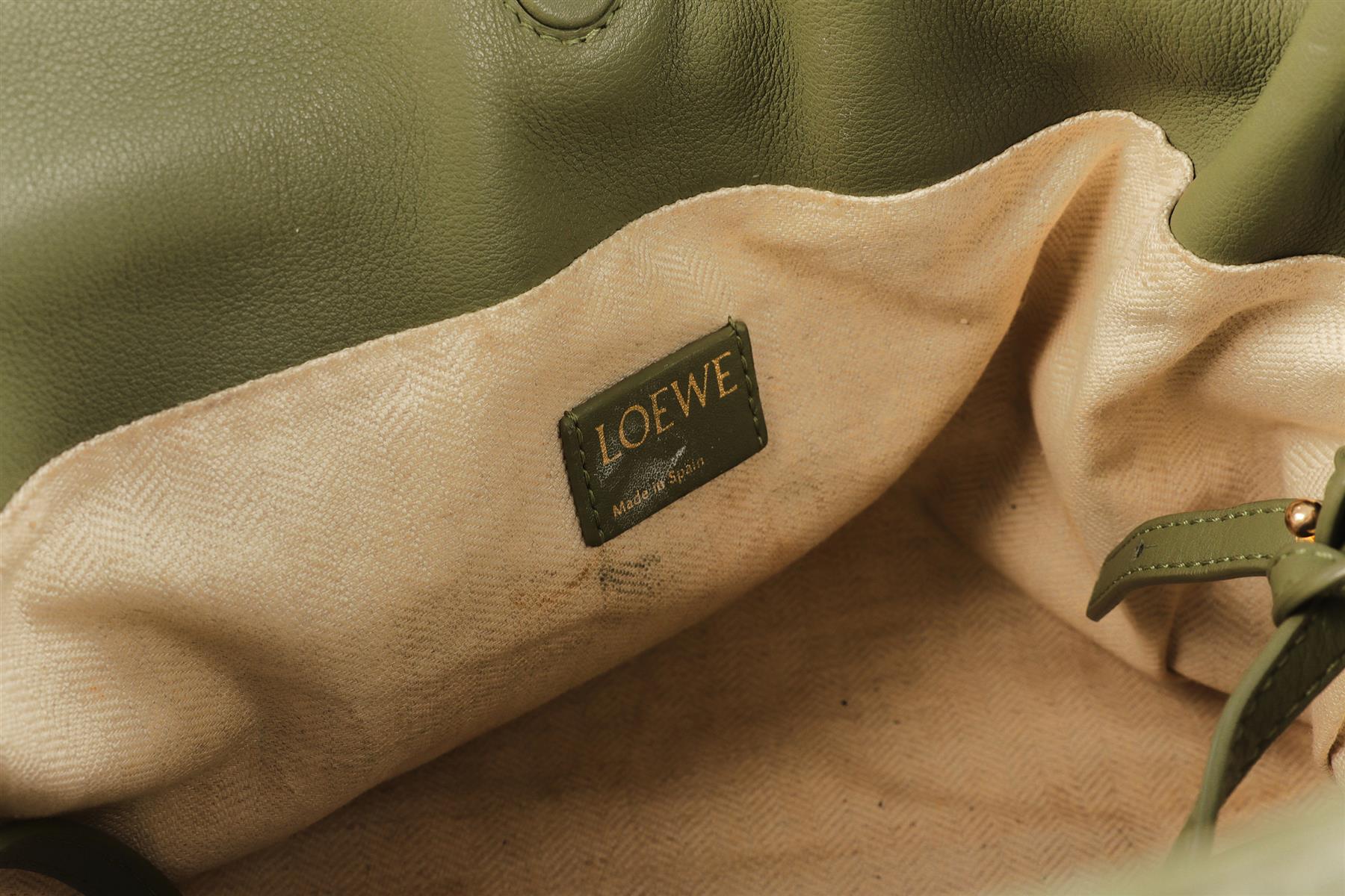 LOEWE GREEN FLAMENCO ANAGRAM FABRIC CLUTCH