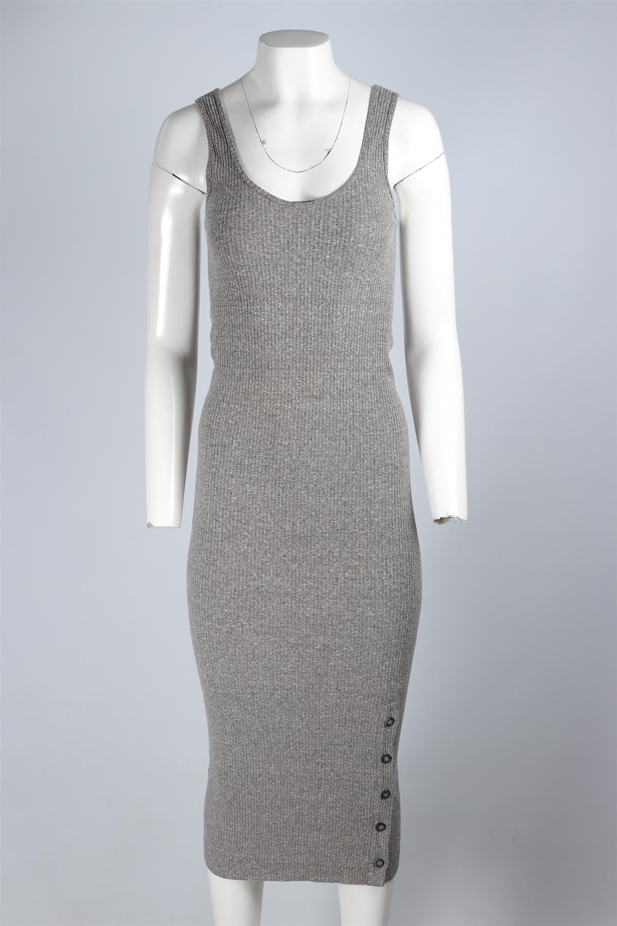 ENZA COSTA GREY KNIT MAXI DRESS MEDIUM