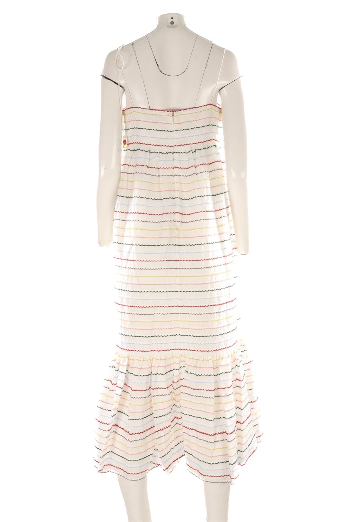 ZIMMERMANN WHITE COTTON MIDI DRESS UK 12
