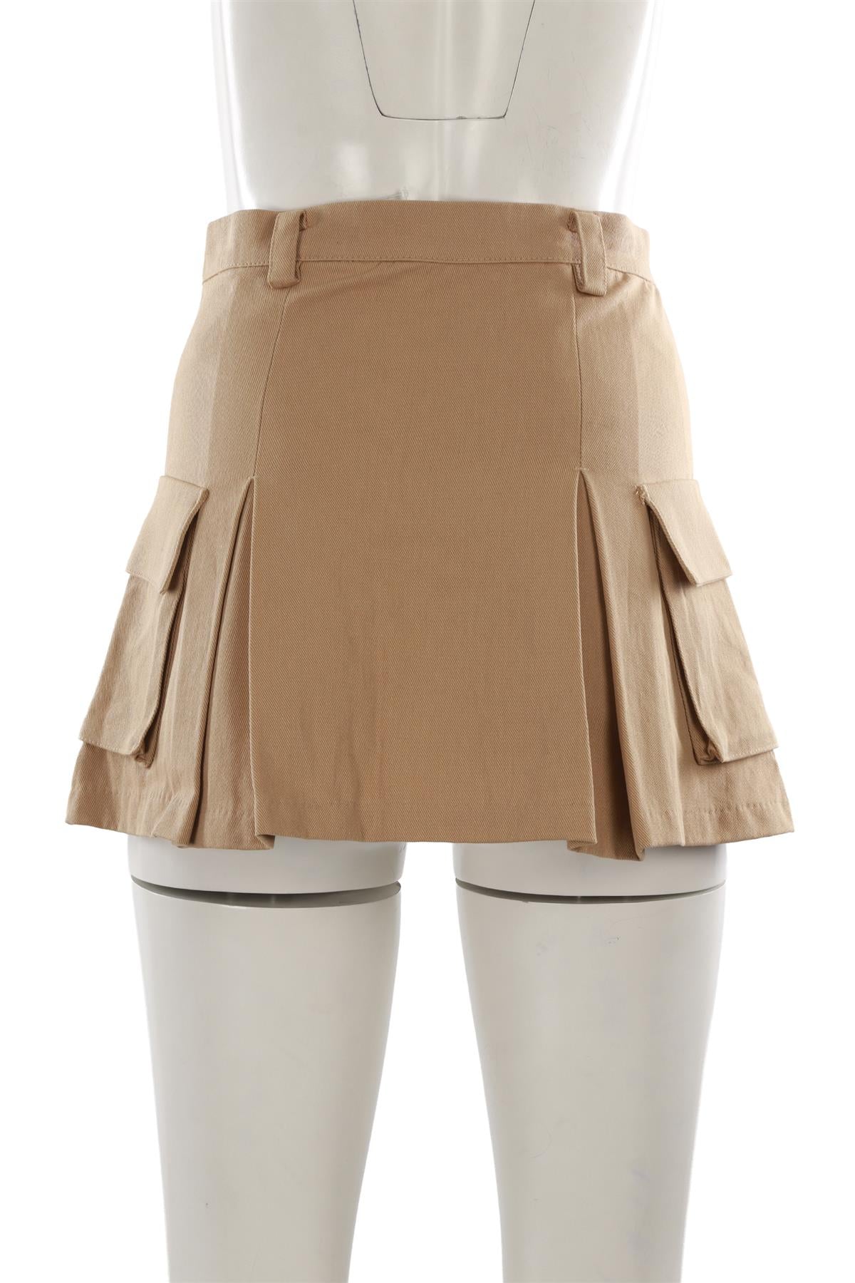 BEIGE COTTON MINI SKIRT