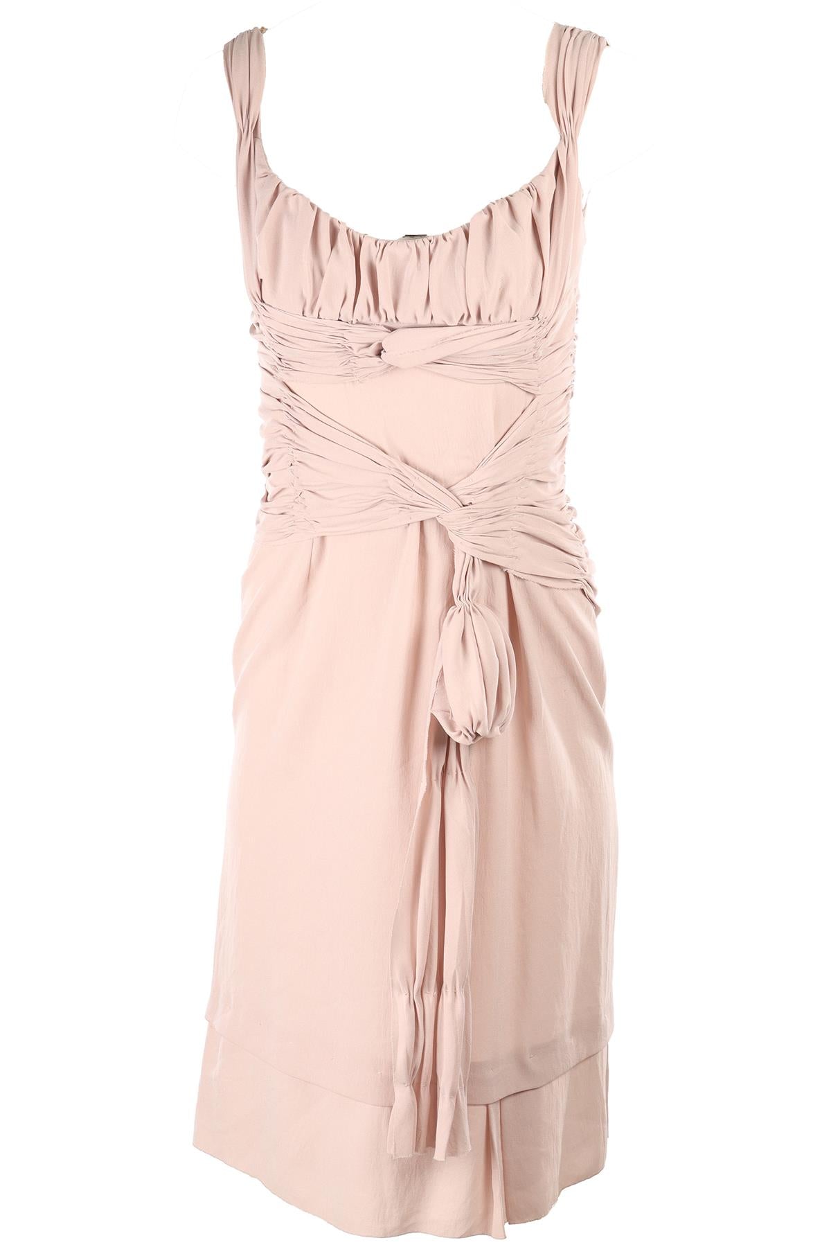 PRADA NUDE VINTAGE CREPE MIDI DRESS IT 44 UK 12