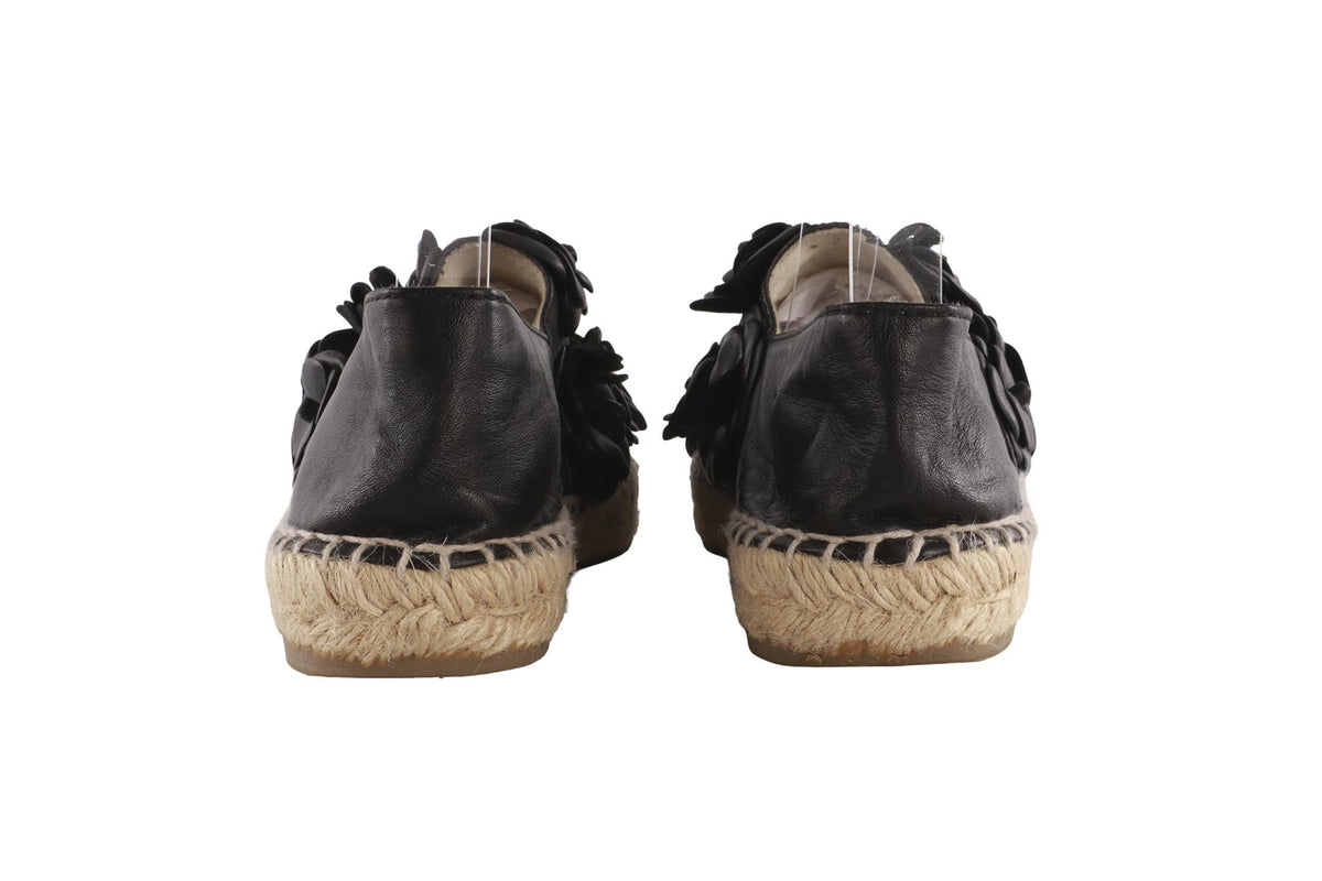CHANEL BLACK 2017 LEATHER ESPADRILLES EU 41 UK 8 US 11
