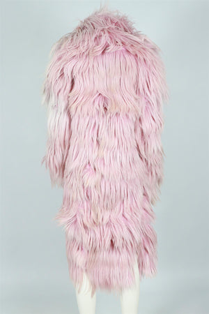 GUCCI PINK 2001 KIDASSIA GOAT FUR COAT IT 42 UK 10