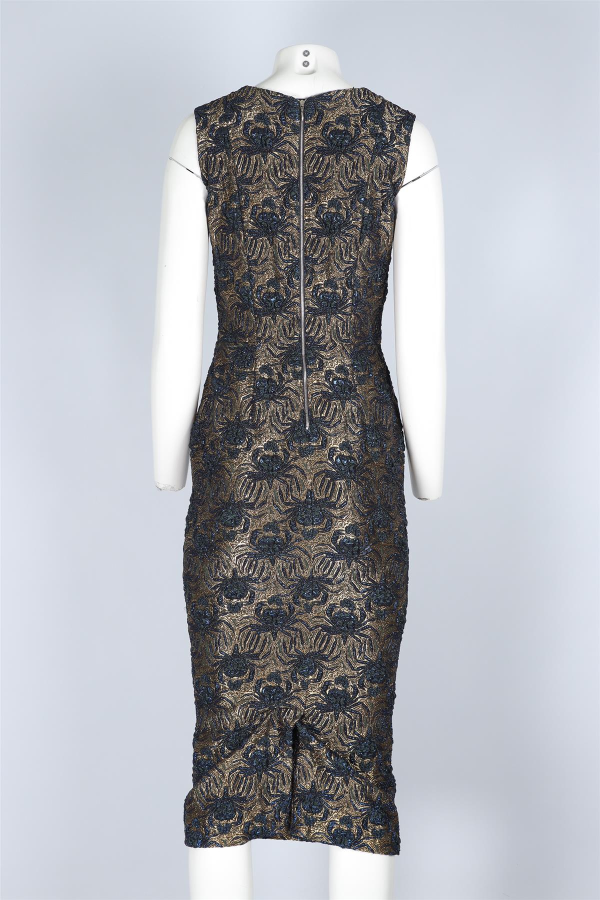 ROCHAS GOLD JACQUARD MIDI DRESS IT 40 UK 8