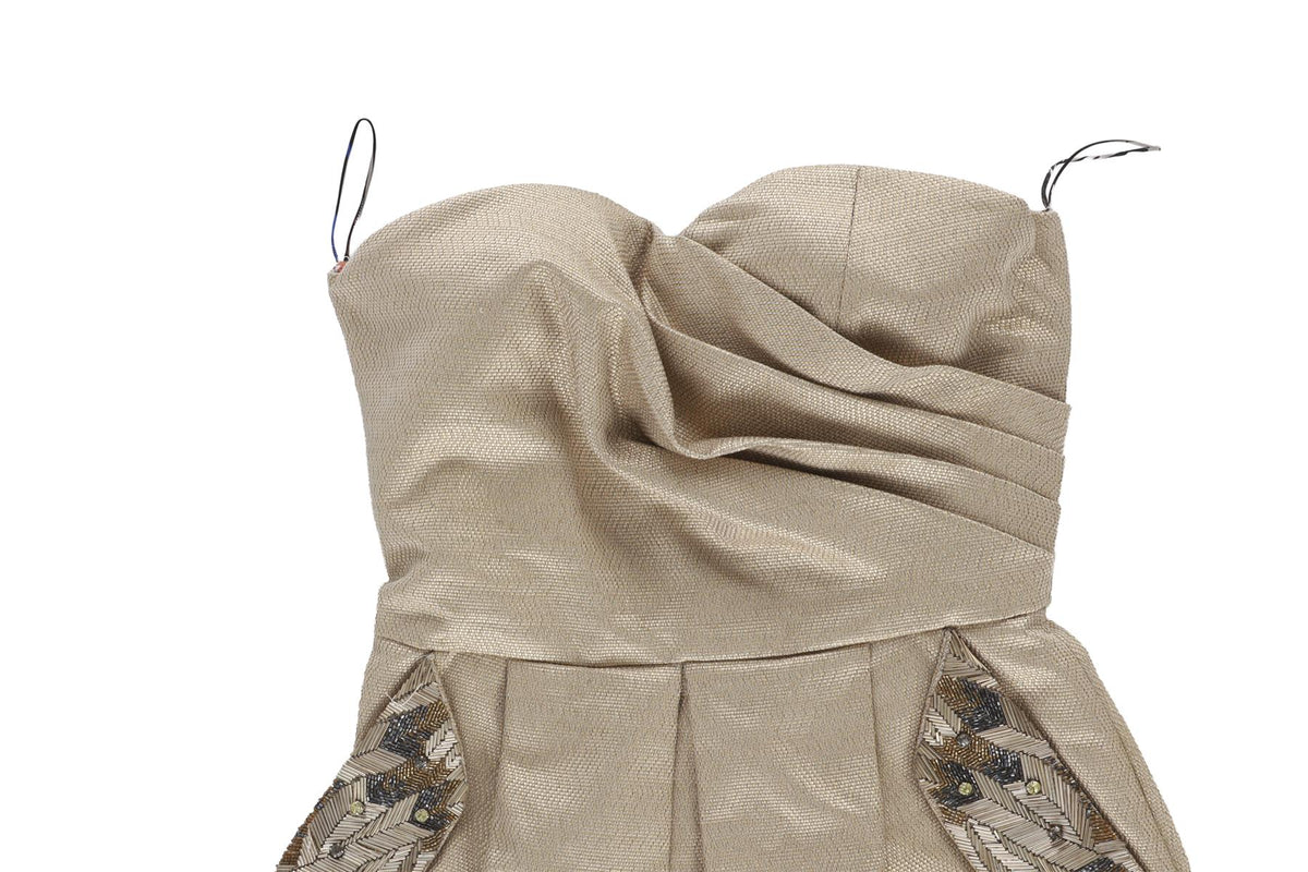 MATTHEW WILLIAMSON GOLD COTTON MINI DRESS UK 8