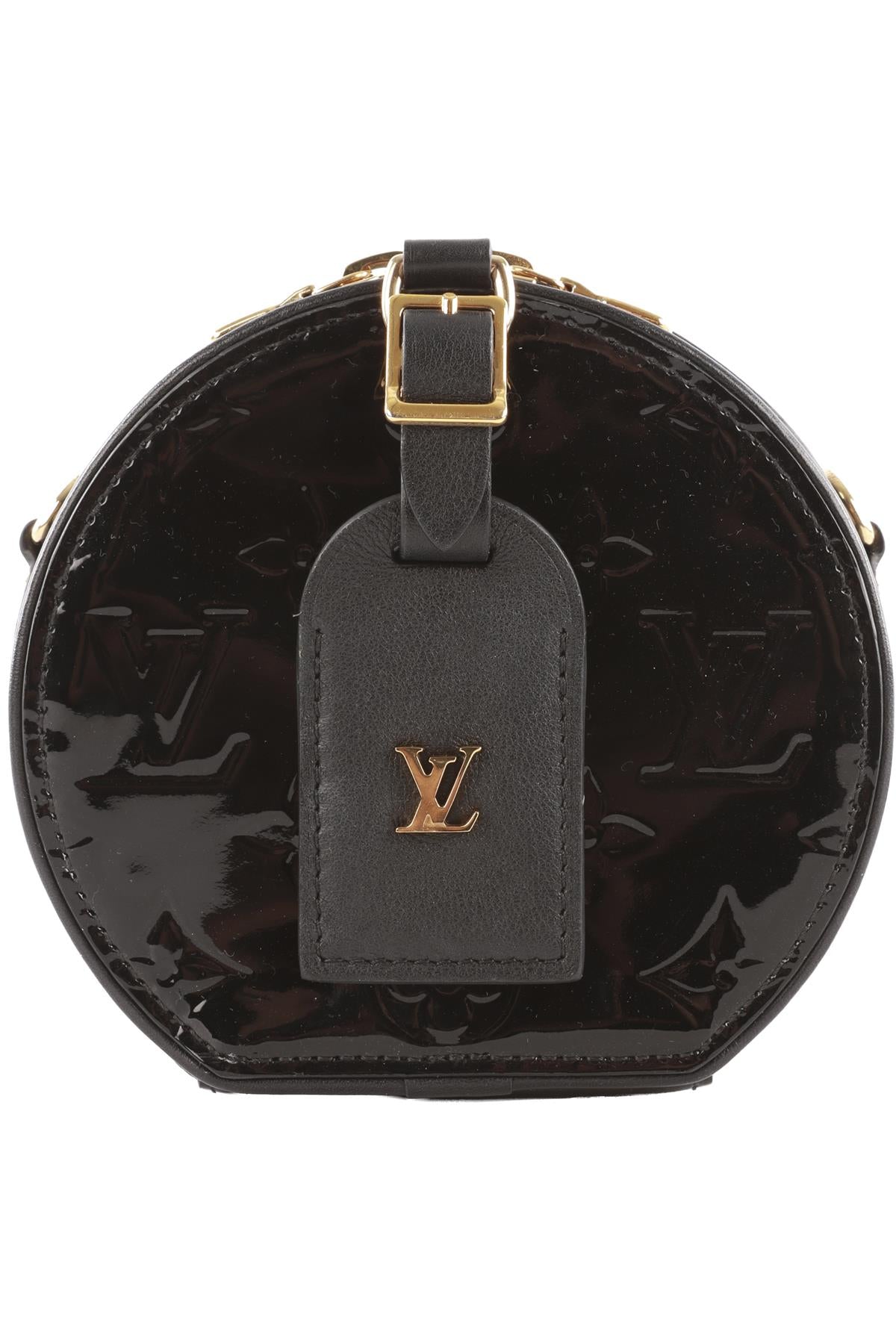 LOUIS VUITTON BLACK 2019 BOÎTE CHAPEAU MINI MONOGRAM PATENT LEATHER CROSSBODY BAG