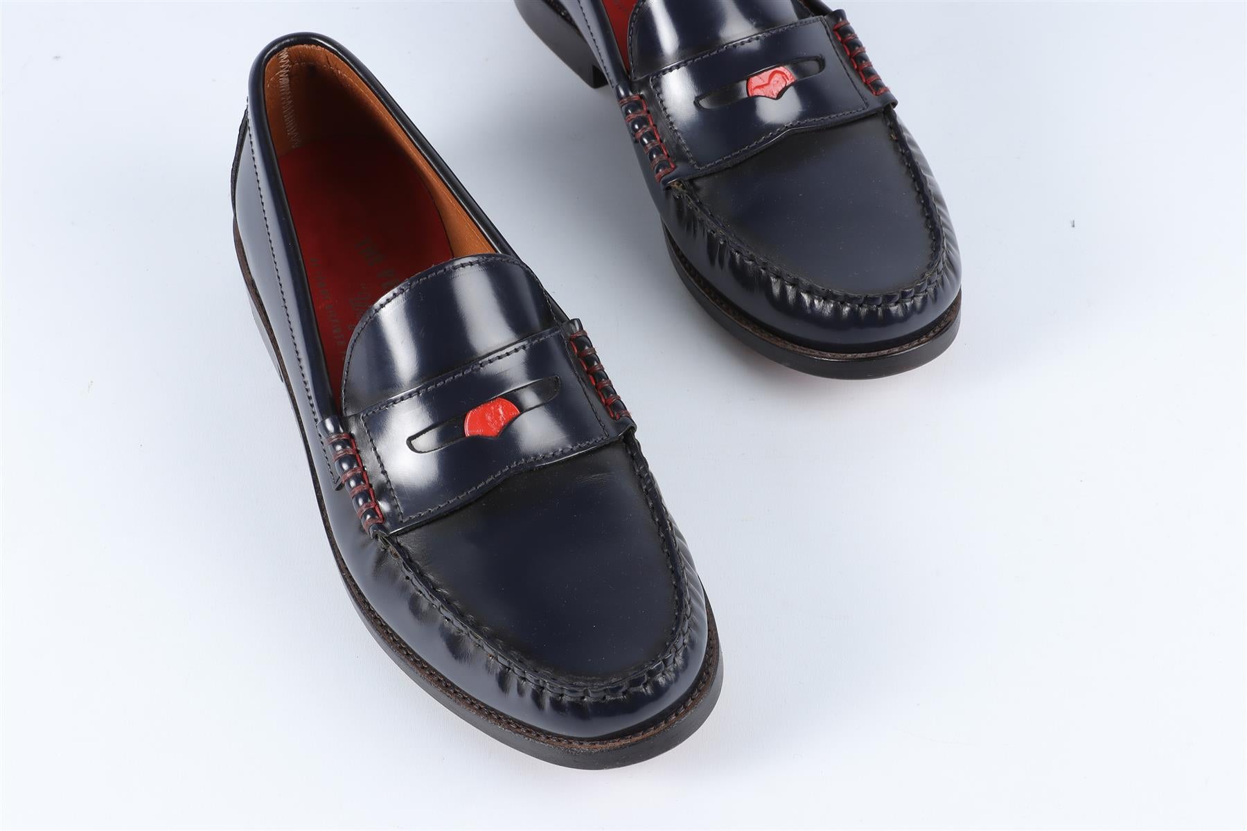 TOMMY HILFIGER X G.H.BASS NAVY MEN'S LEATHER LOAFERS EU 44 UK 9 US 10