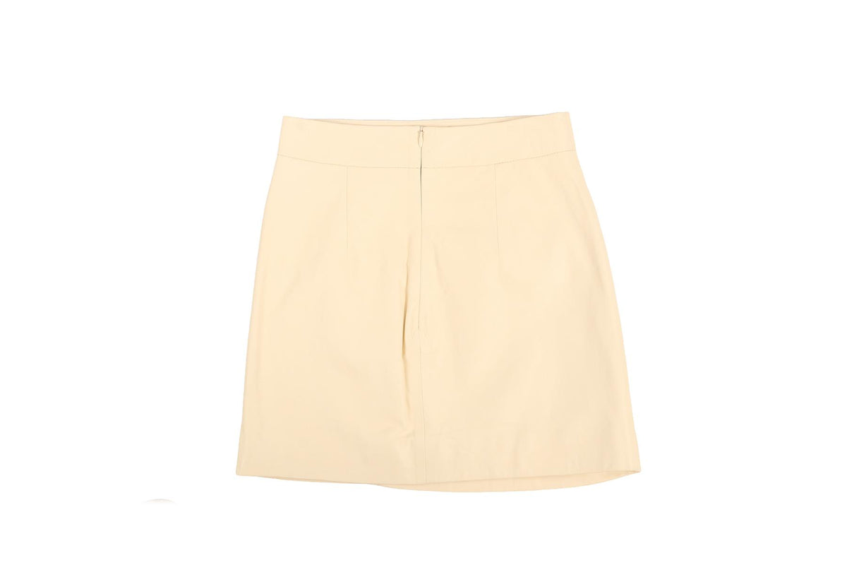 ZEYNAP ARCAY CREAM LEATHER MINI SKIRT FR 36 UK 8