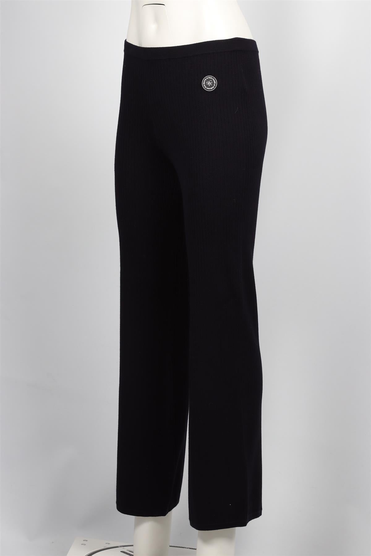 SPORTY & RICH NAVY KNIT STRAIGHT LEG PANTS SMALL