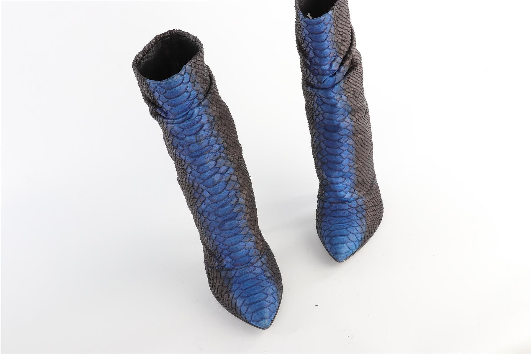 GIUSEPPE ZANOTTI BLUE PYTHON ANKLE BOOTS