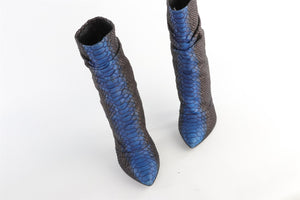 GIUSEPPE ZANOTTI BLUE PYTHON ANKLE BOOTS