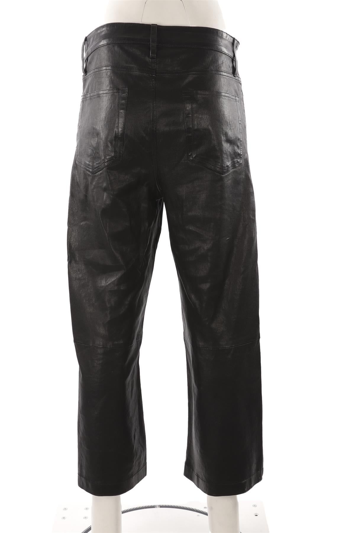 FRAME BLACK LEATHER WIDE LEG PANTS