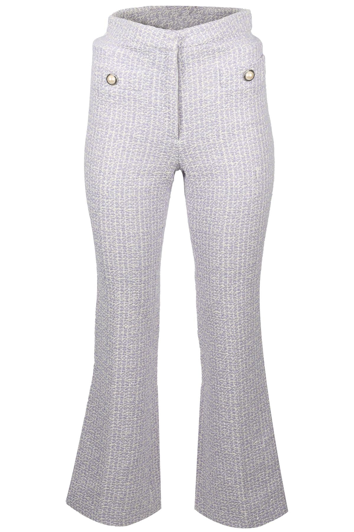 ALESSANDRA RICH PURPLE TWEED FLARED PANTS IT 38 UK 6