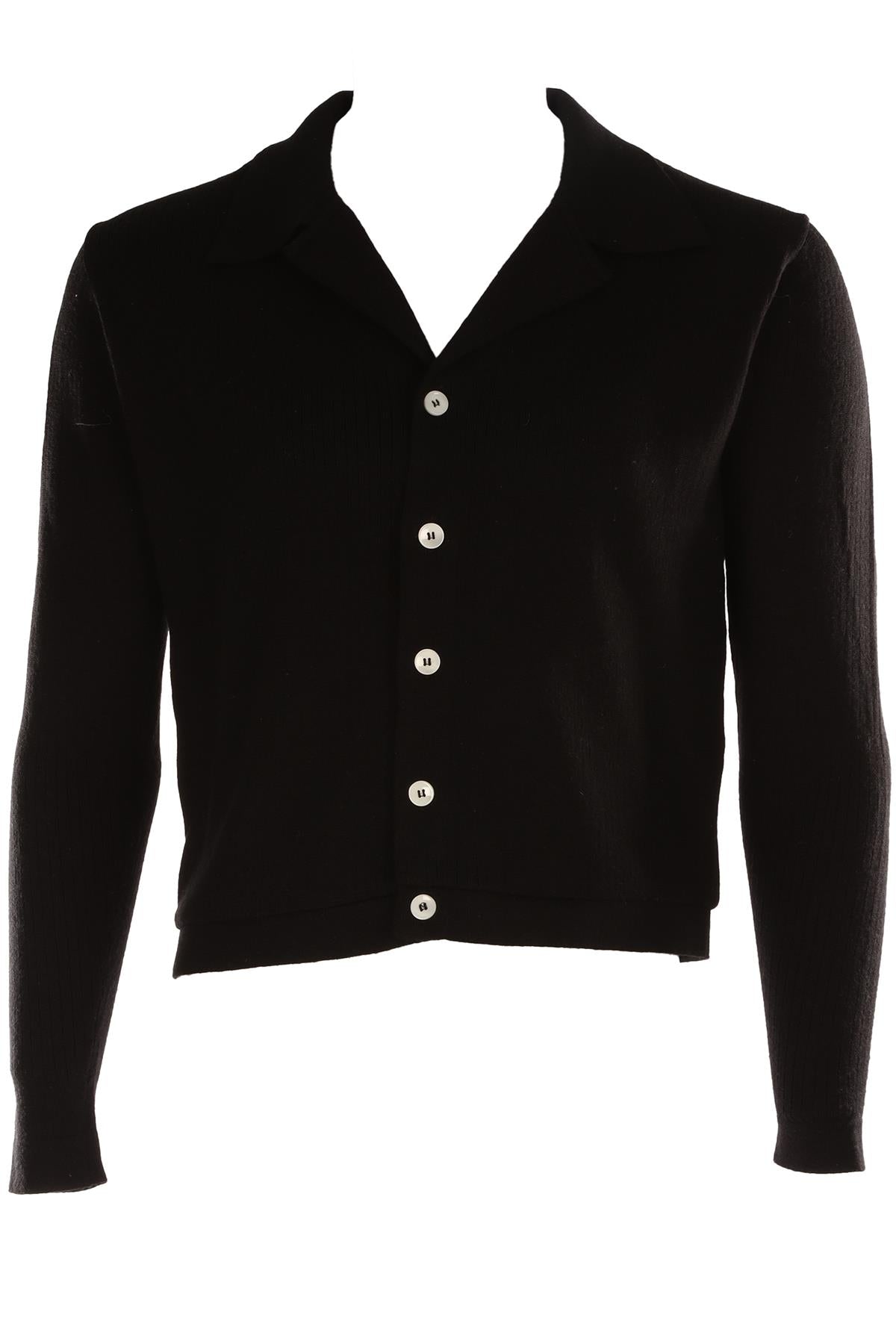 SECOND LAYER BLACK MEN'S WOOL CARDIGAN SMALL