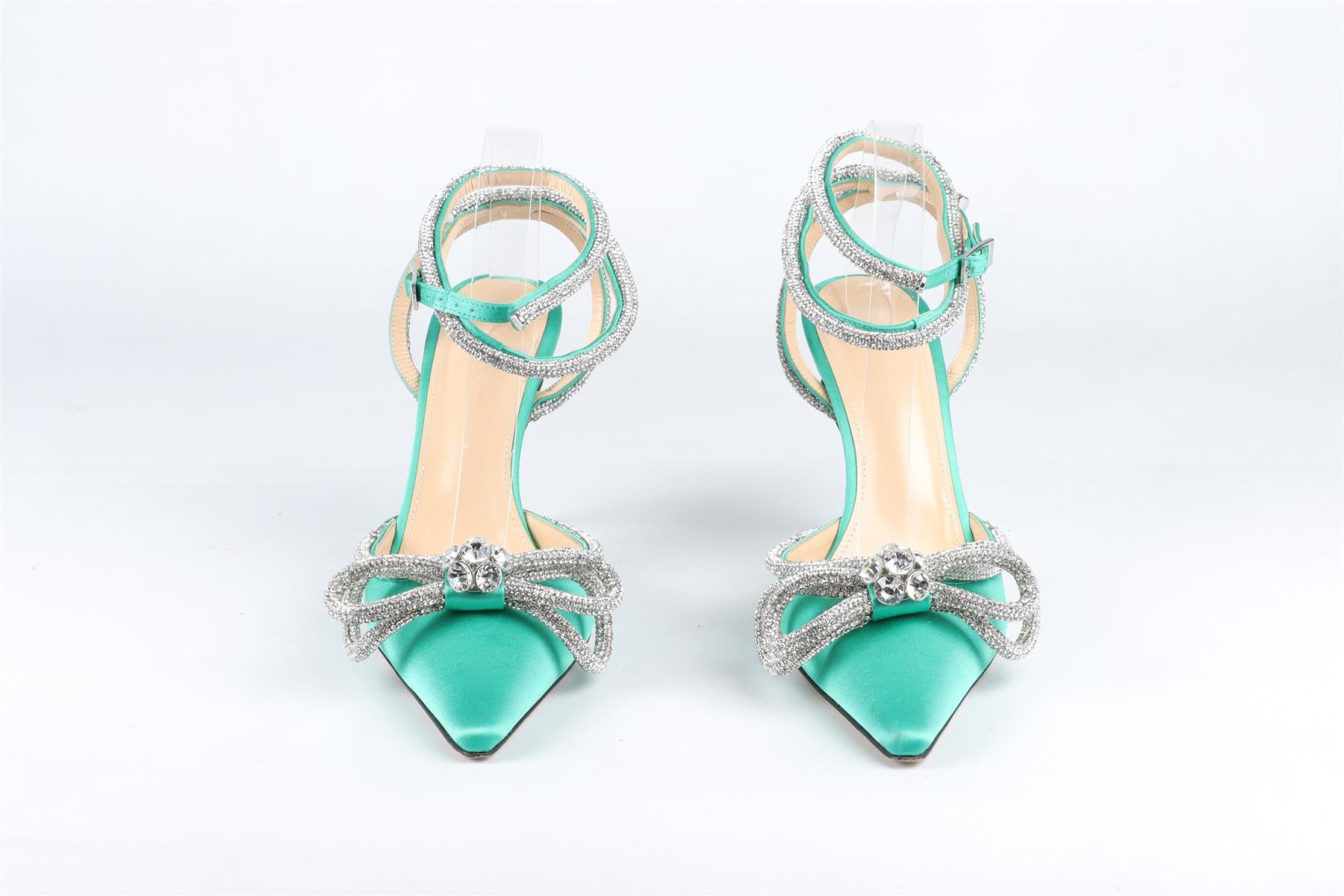 MACH & MACH GREEN CRYSTAL AND SATIN PUMPS EU 39.5 UK 6.5 US 9.5