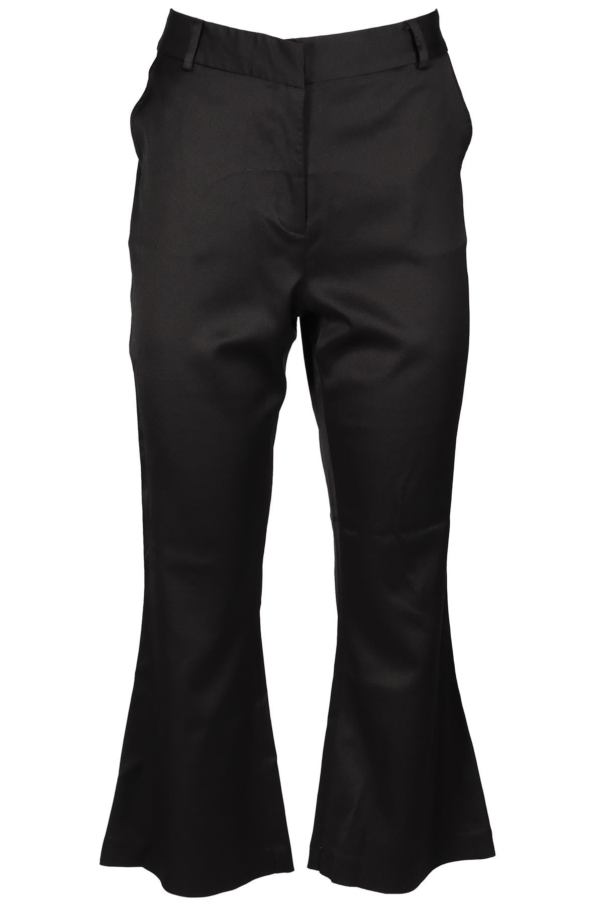 FRAME BLACK SATIN FLARED PANTS UK 12