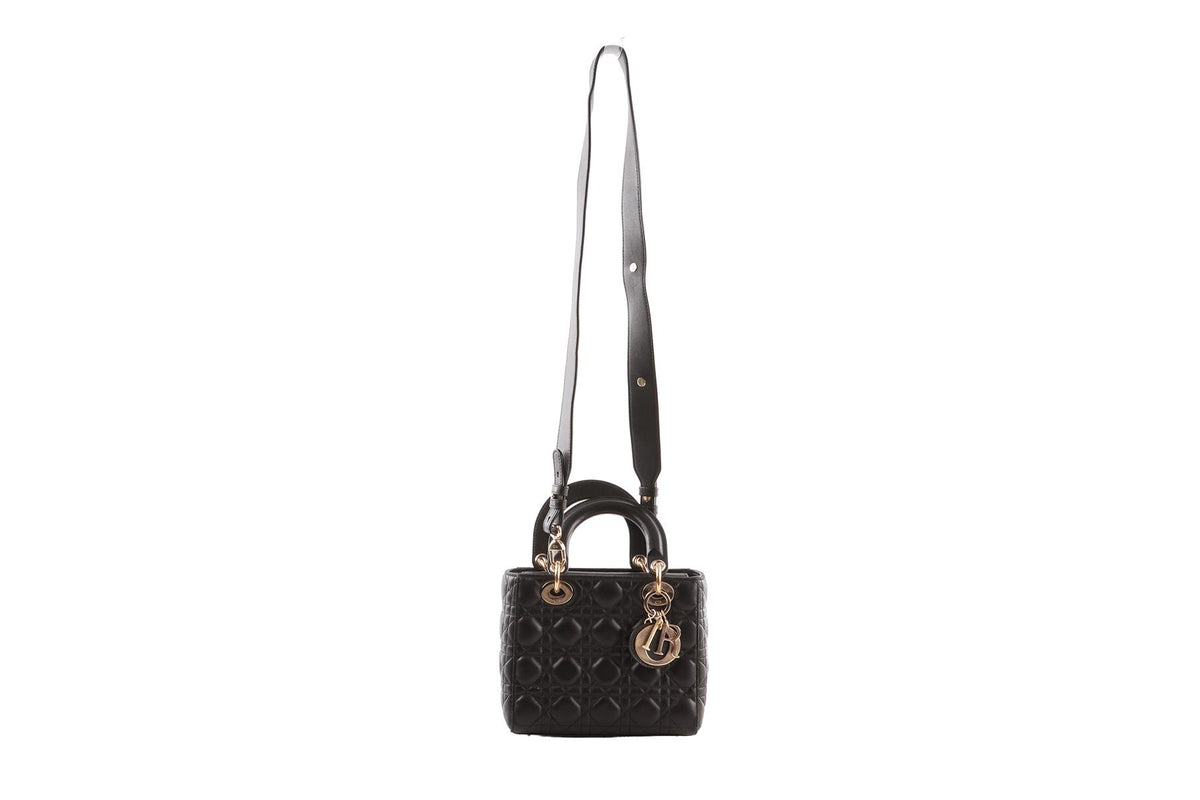 BLACK LADY DIOR MY ABCDIOR SMALL CANNAGE LEATHER TOTE BAG