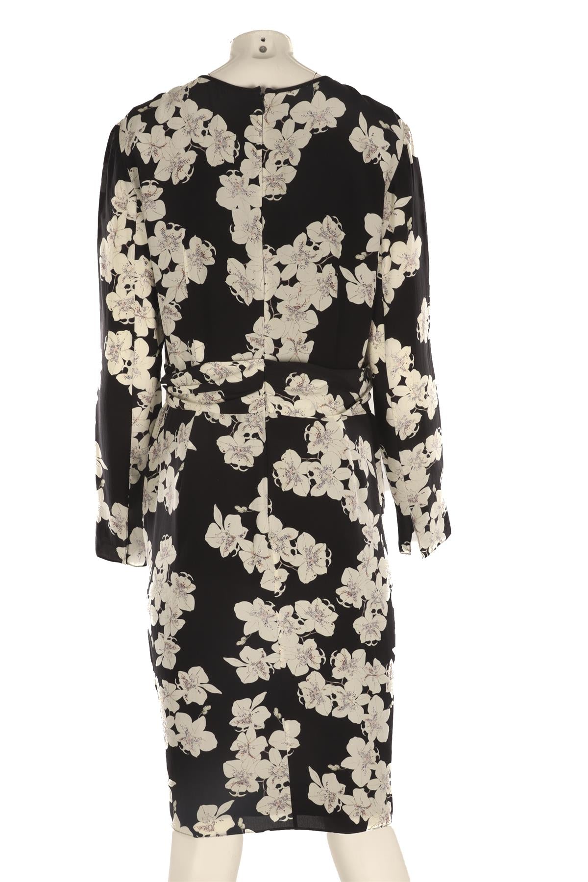 ERDEM NAVY SILK MIDI DRESS UK 16
